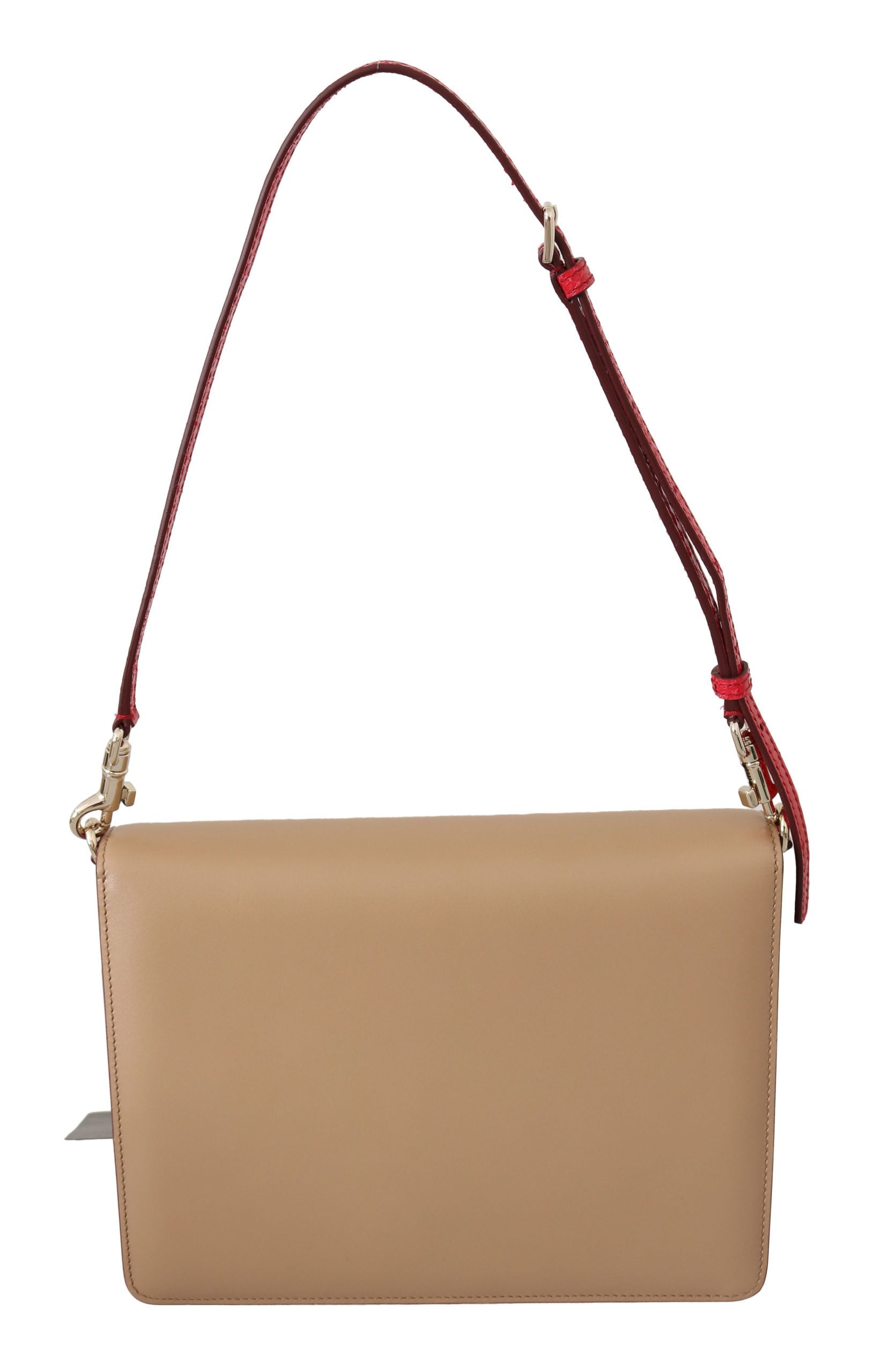 Dolce & Gabbana Lila Beige Röd Läder Axelremsväska