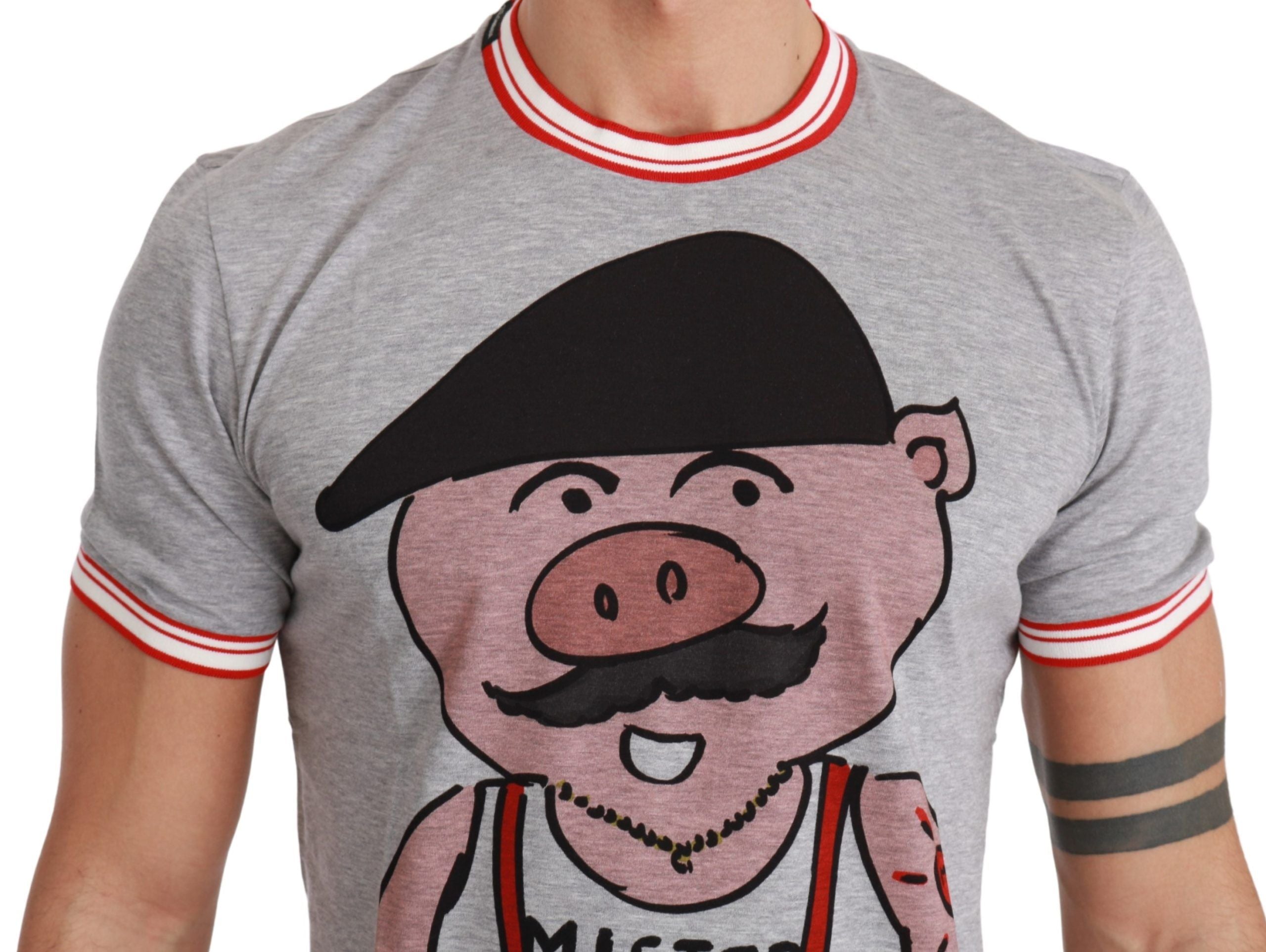 Dolce & Gabbana Grå bomullstopp 2019 Grisens år T-shirt