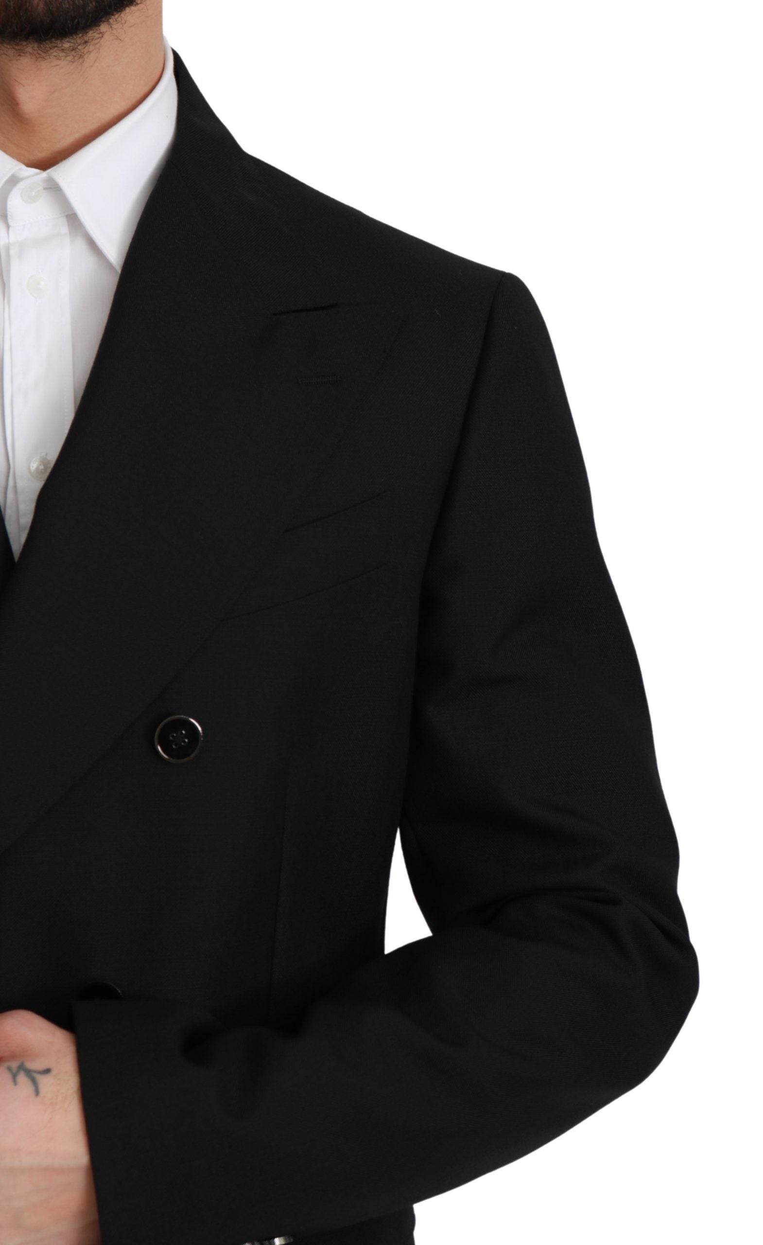 Dolce & Gabbana Svart Slim Fit Jacka Kappa Ullkavaj