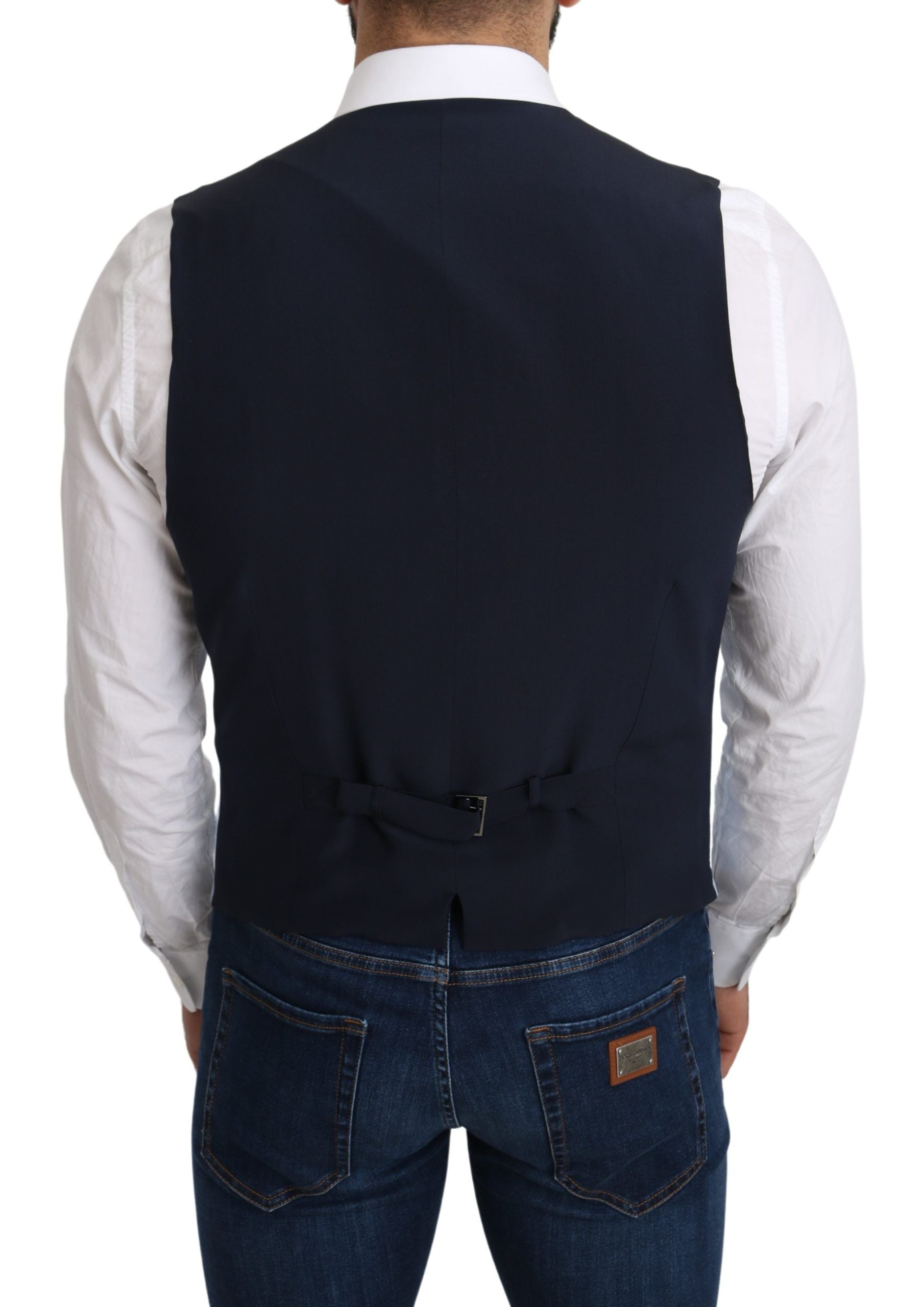 Dolce & Gabbana Blå Viskos Stretch Formell Kappa Väst