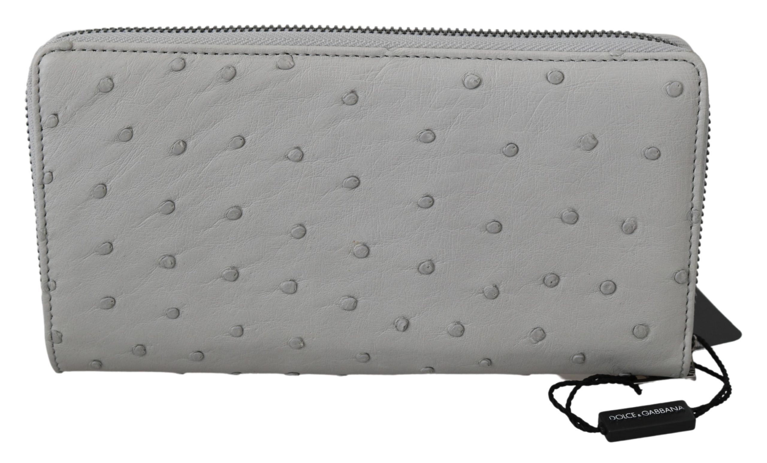 Dolce & Gabbana Vitt Strutsläder Continental Herr Clutch Plånbok