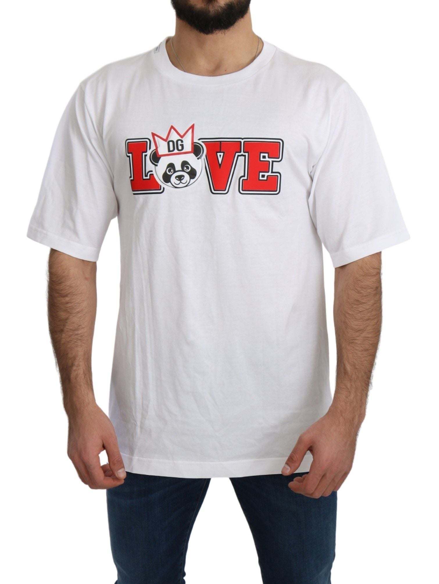 Dolce & Gabbana Vit Love Panda Mönstrad Topp T-shirt