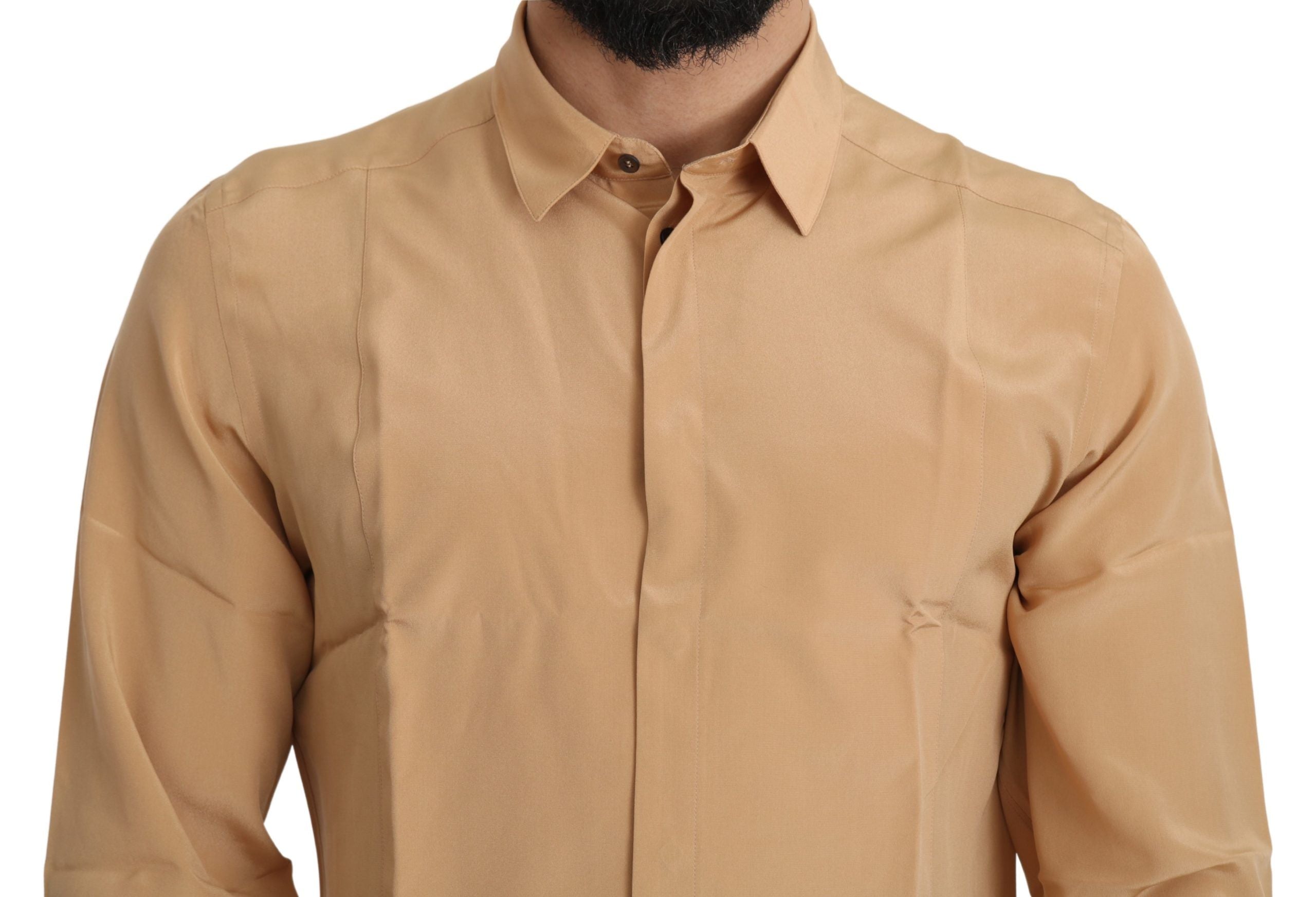 Dolce & Gabbana Gul 100% Siden Guldfärgad Slim-T-shirt