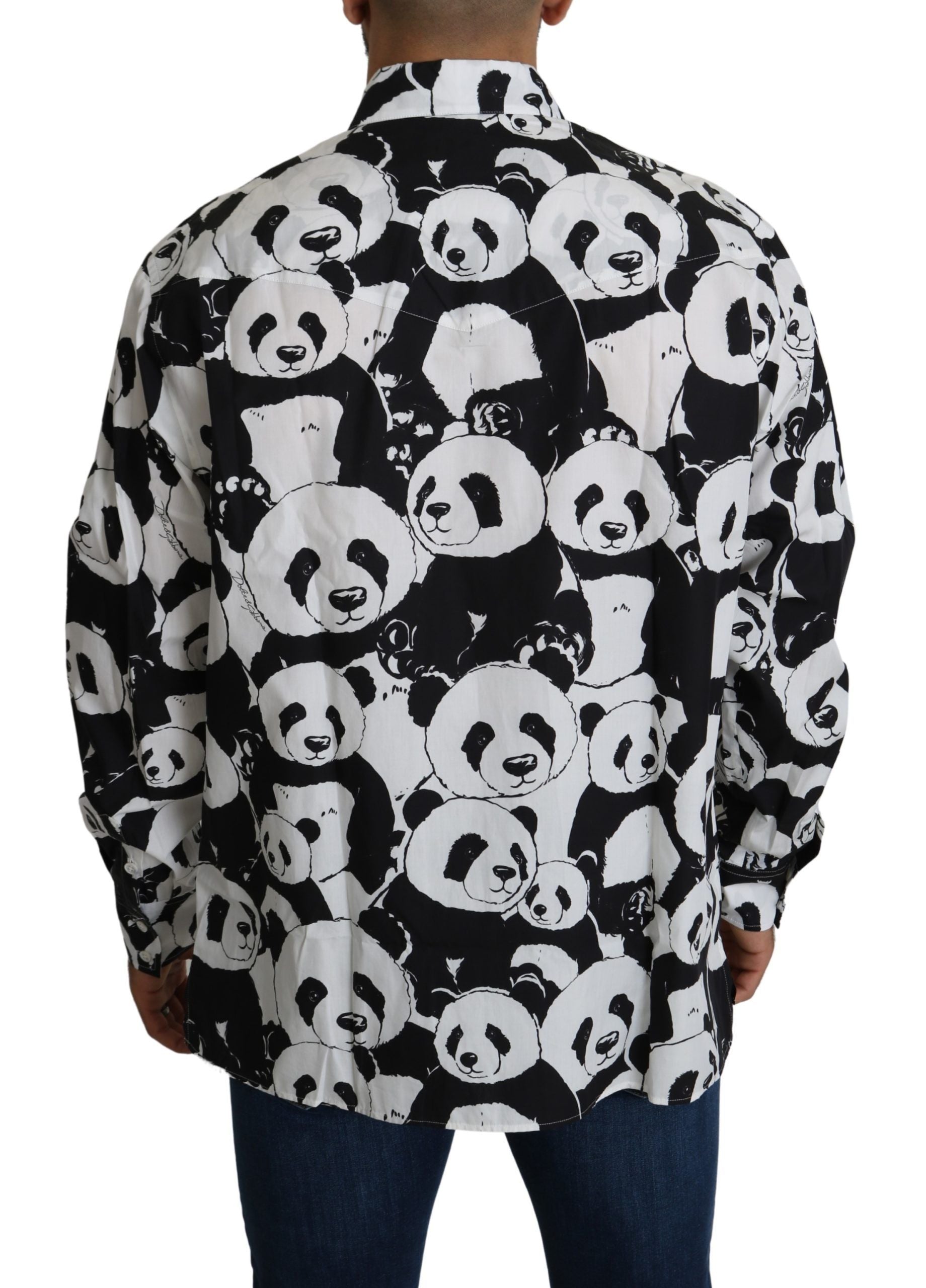 Dolce & Gabbana Black Panda Herr Casual Skjorta 100% Bomull