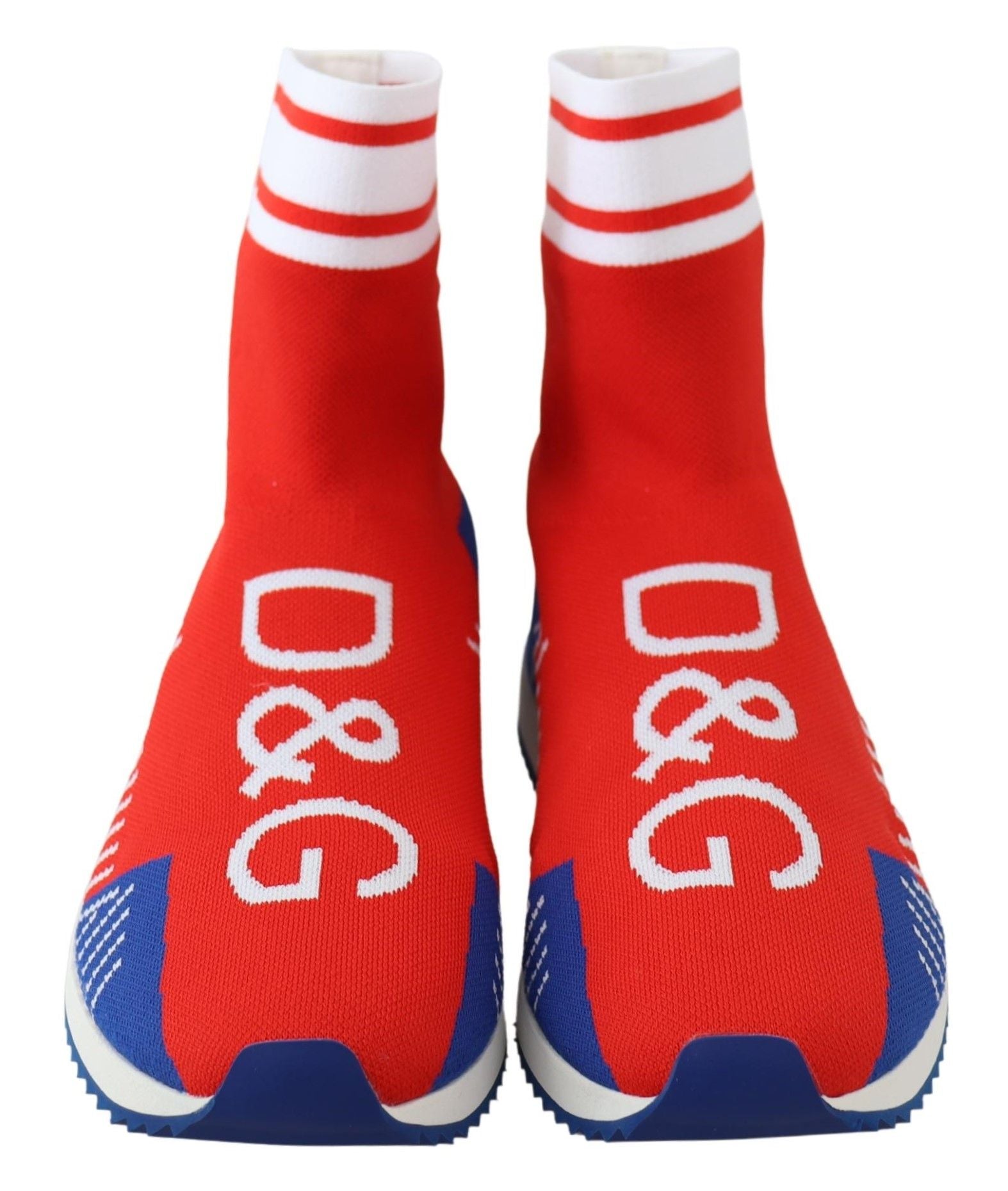 Dolce & Gabbana Blå Röda Sorrento Logo Sneakers Strumpor Skor