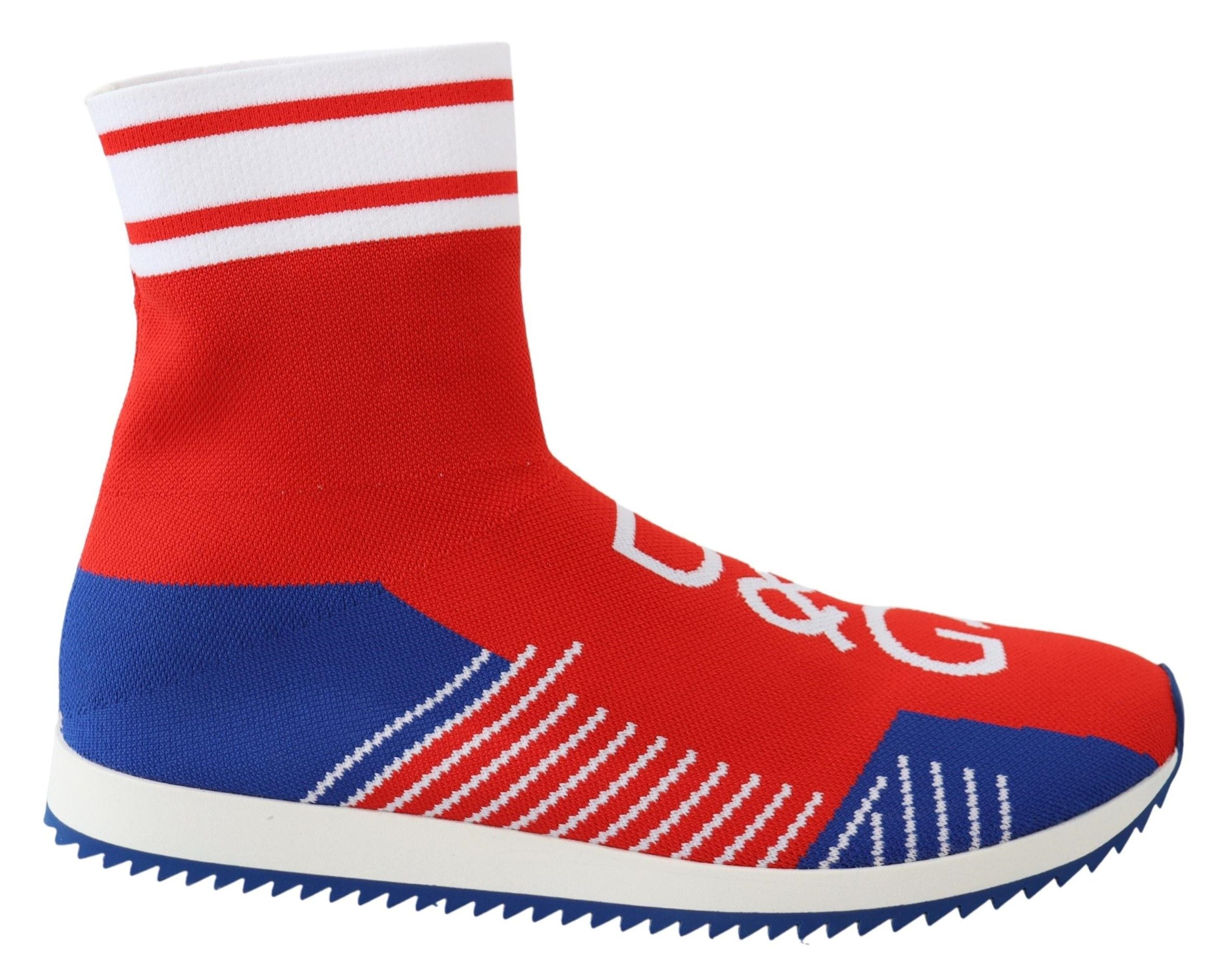 Dolce & Gabbana Blå Röda Sorrento Logo Sneakers Strumpor Skor