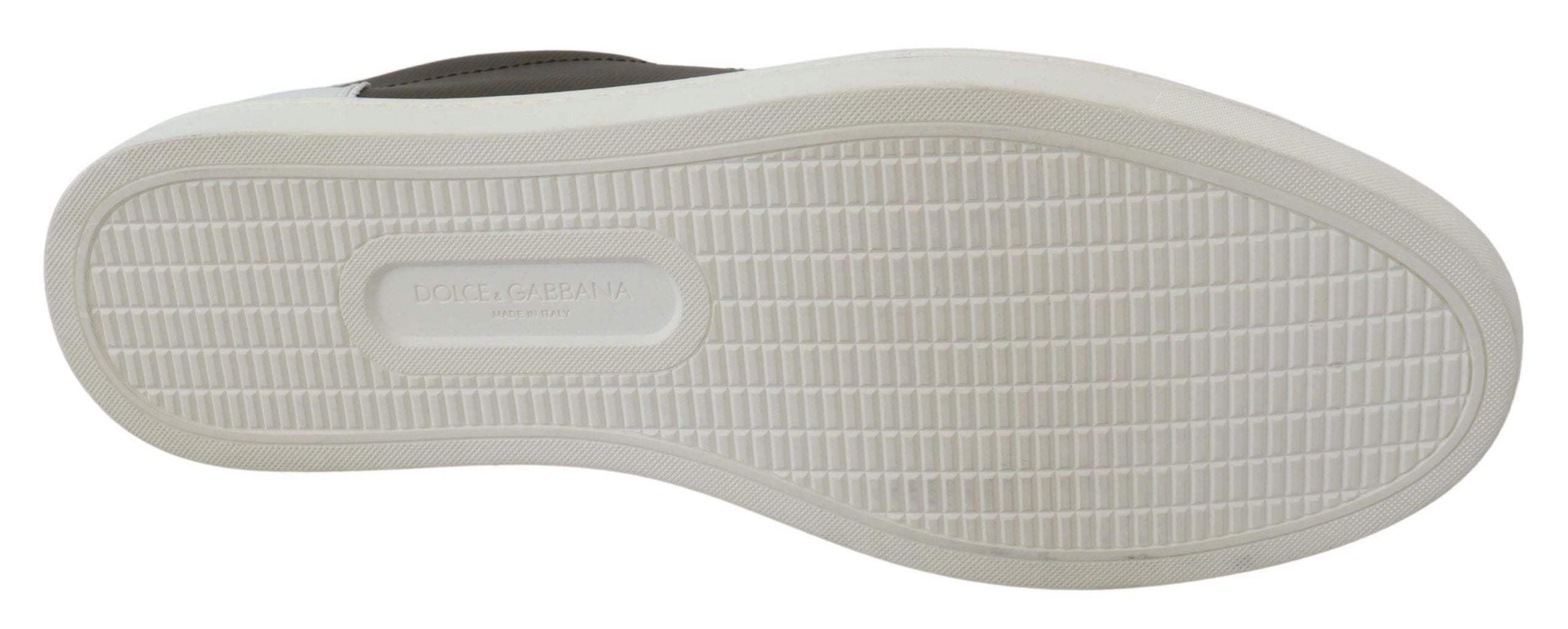Dolce & Gabbana Vita Gröna Låga Sneakers i Läder