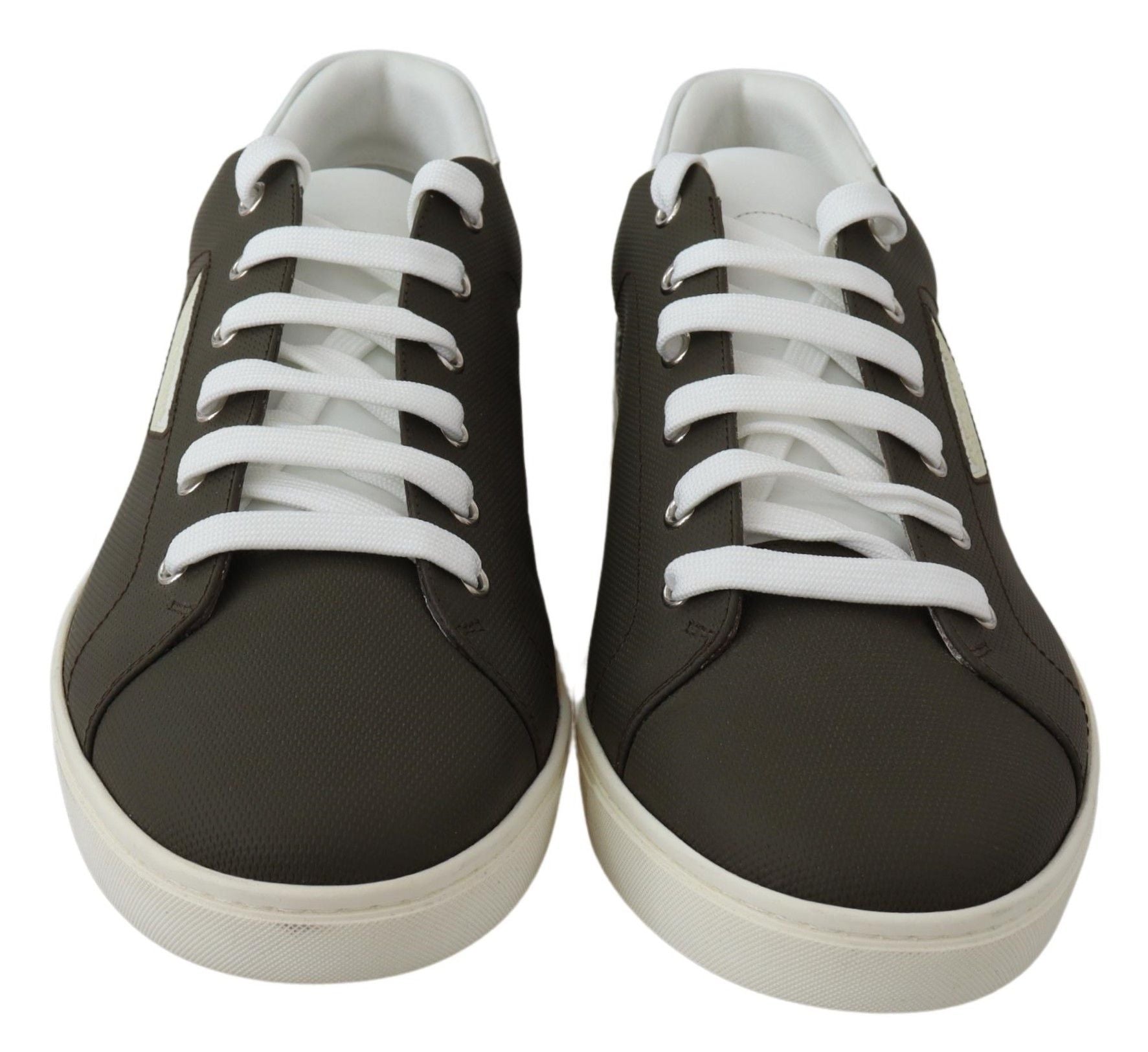 Dolce & Gabbana Vita Gröna Låga Sneakers i Läder