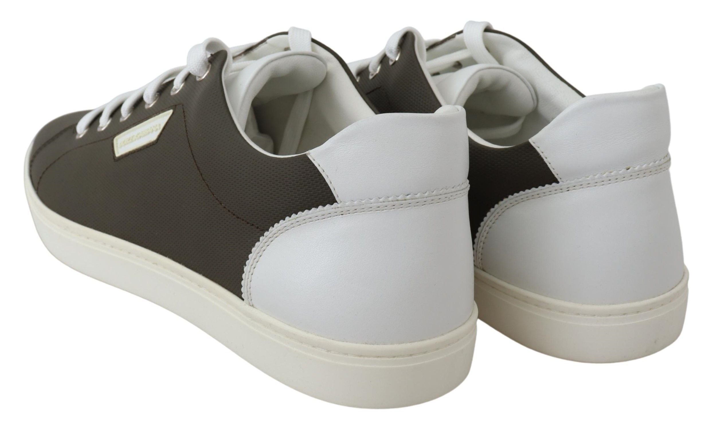 Dolce & Gabbana Vita Gröna Låga Sneakers i Läder