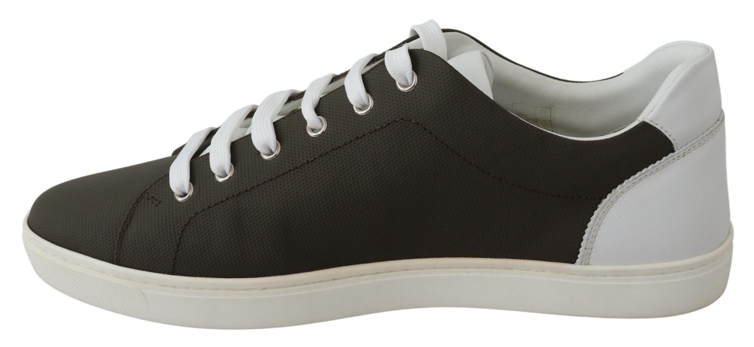 Dolce & Gabbana Vita Gröna Låga Sneakers i Läder