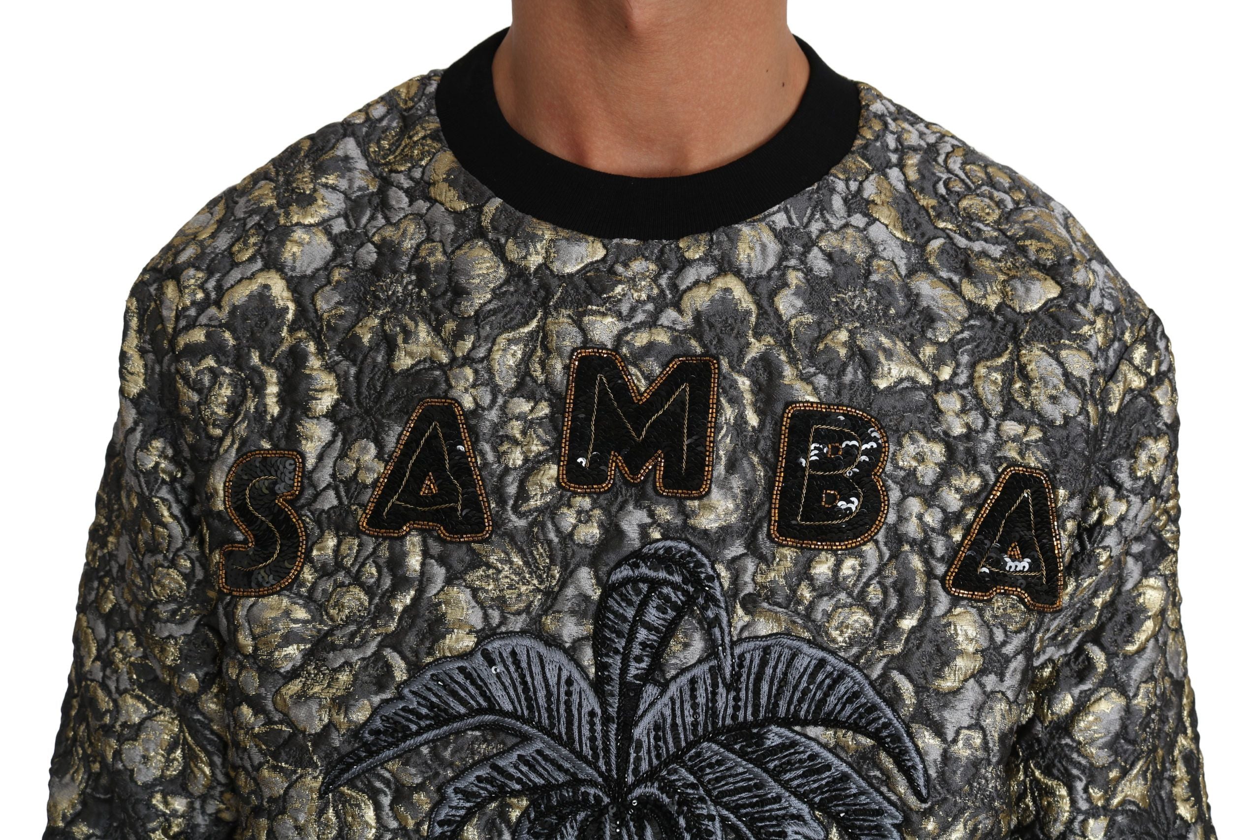 Dolce & Gabbana Flerfärgad SAMBA Jacquard Palmtree Pullover Tröja