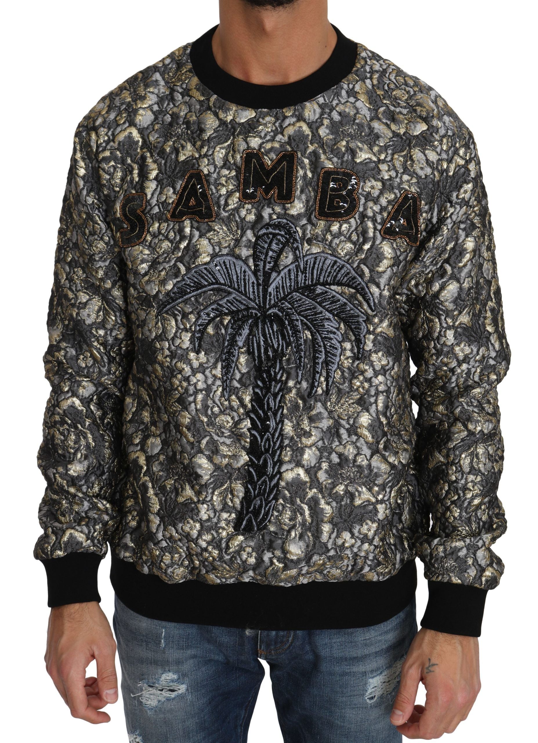 Dolce & Gabbana Flerfärgad SAMBA Jacquard Palmtree Pullover Tröja