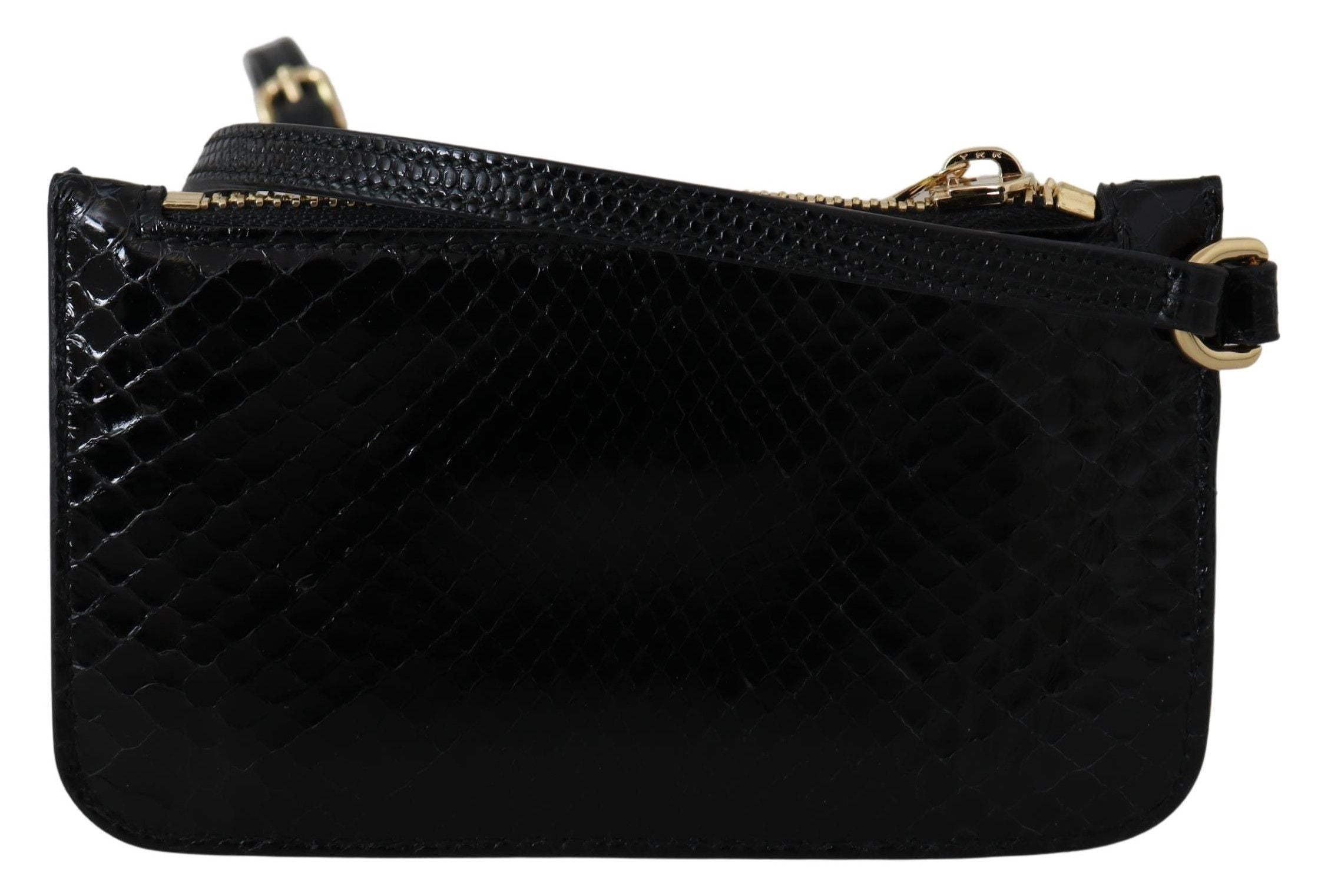 Dolce & Gabbana Svart Lädermyntväska Armbandsväska Spegel Agnese Plånbok