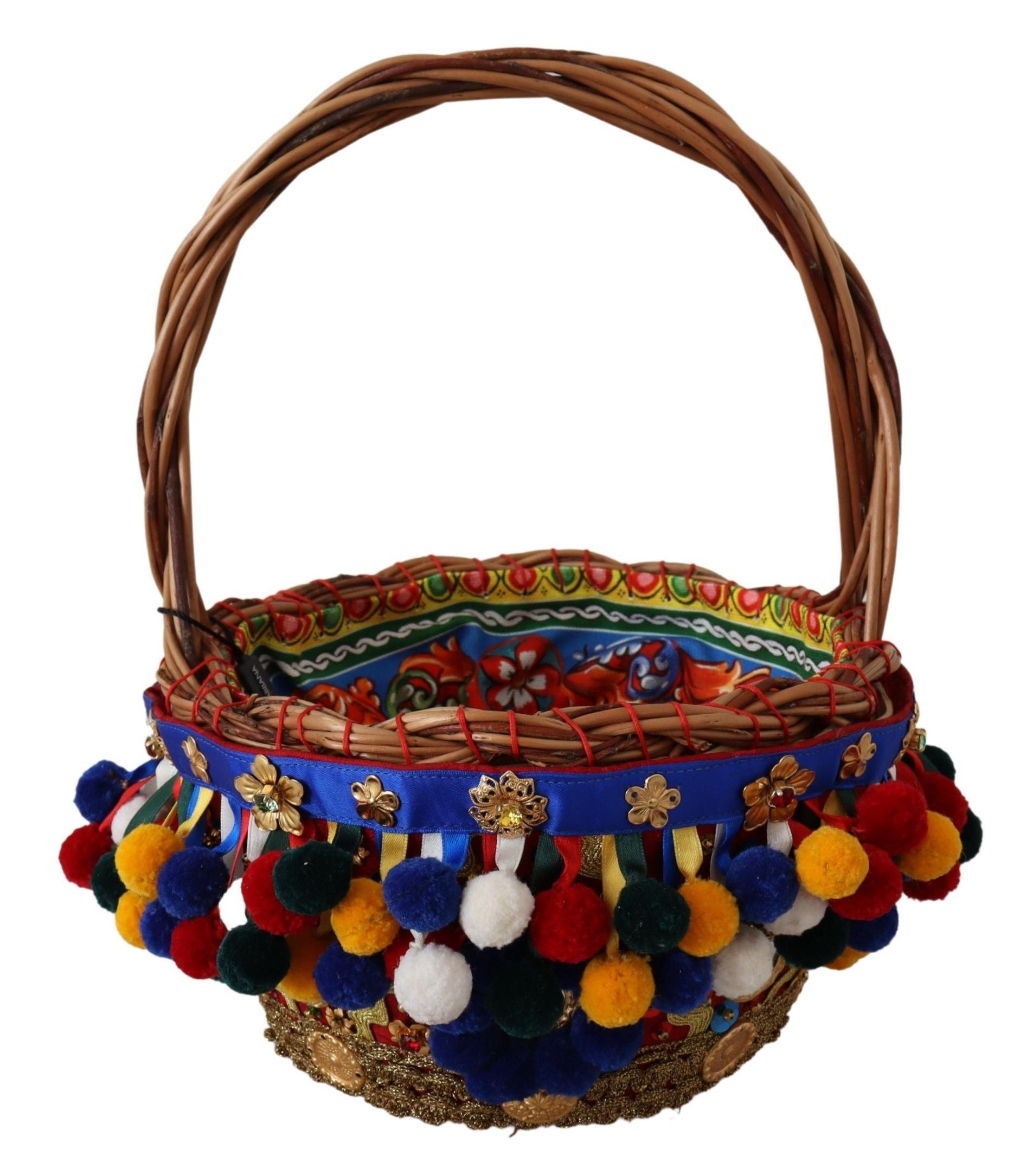 Dolce & Gabbana flerfärgad bomullsutsmyckad Agnese Basket-tygväska