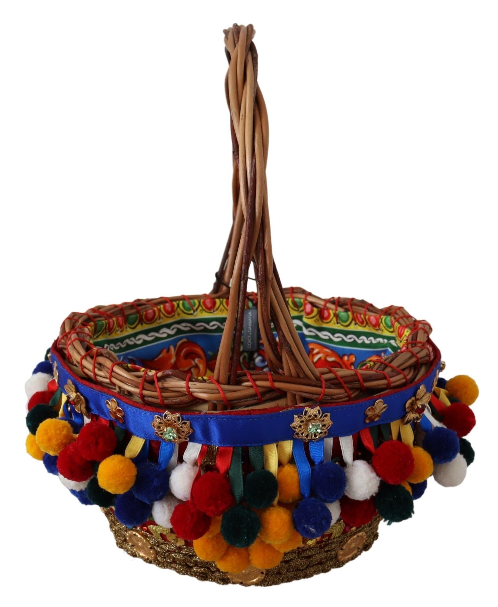 Dolce & Gabbana flerfärgad bomullsutsmyckad Agnese Basket-tygväska