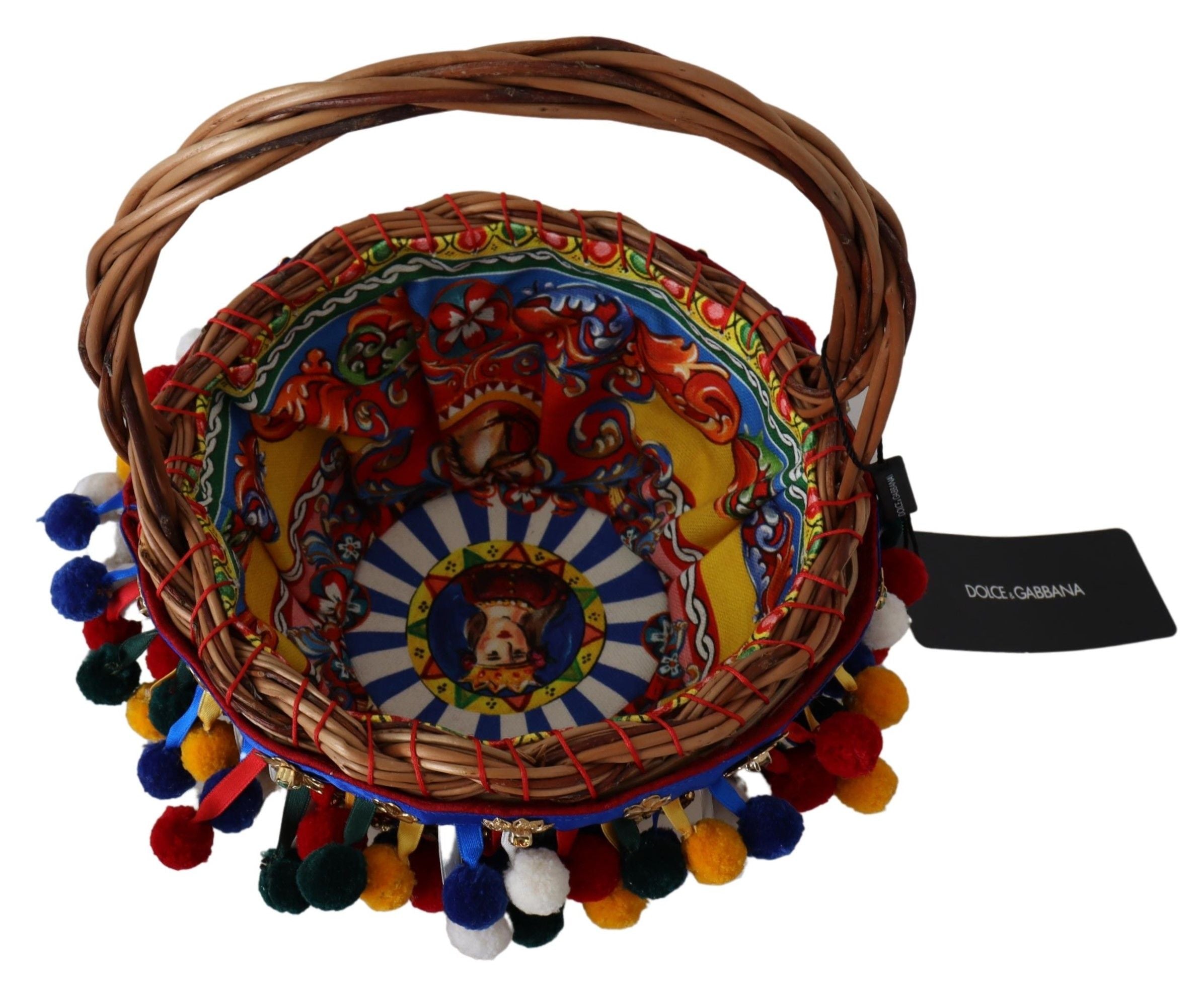 Dolce & Gabbana flerfärgad bomullsutsmyckad Agnese Basket-tygväska