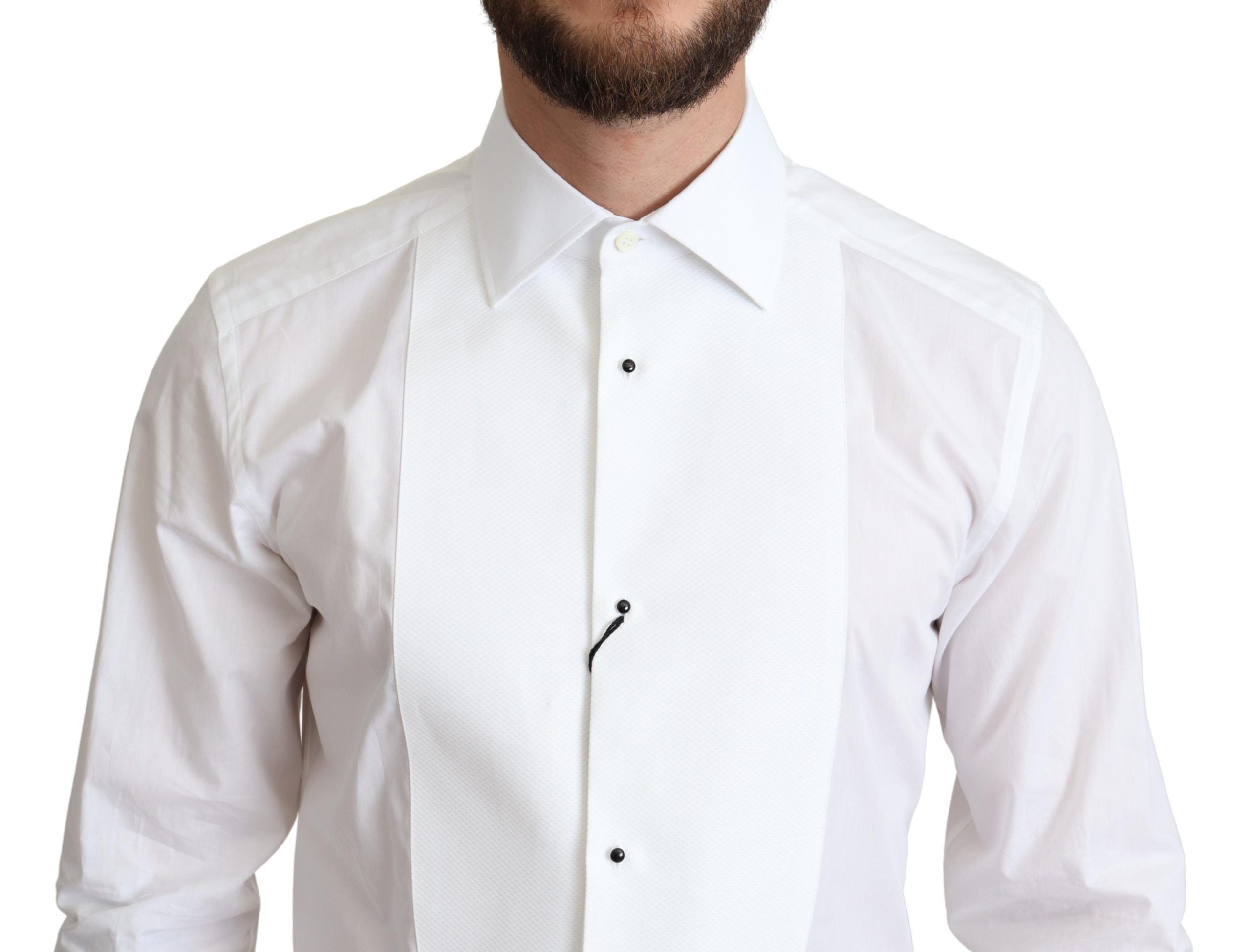 Dolce & Gabbana Vit Bib Bomull Poplin Herrskjorta