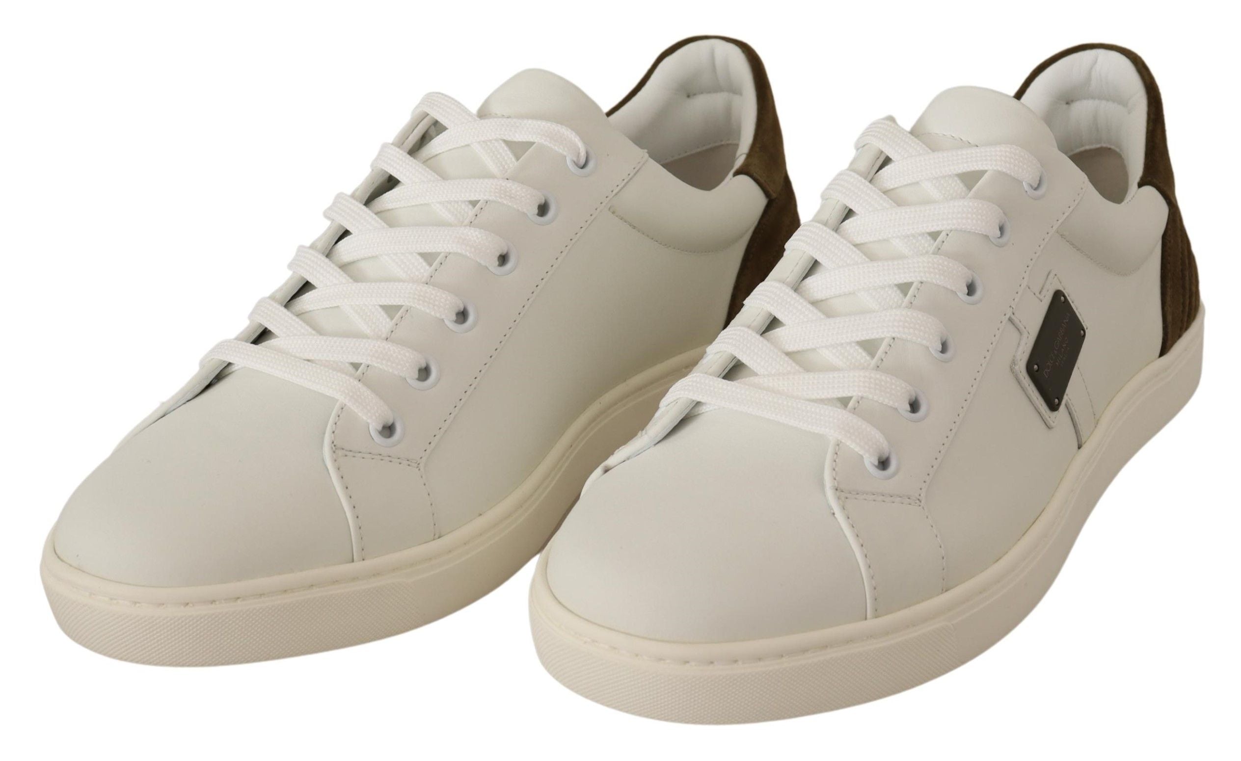 Dolce & Gabbana Vita Låga Sneakers I Mocka I Läder Herr