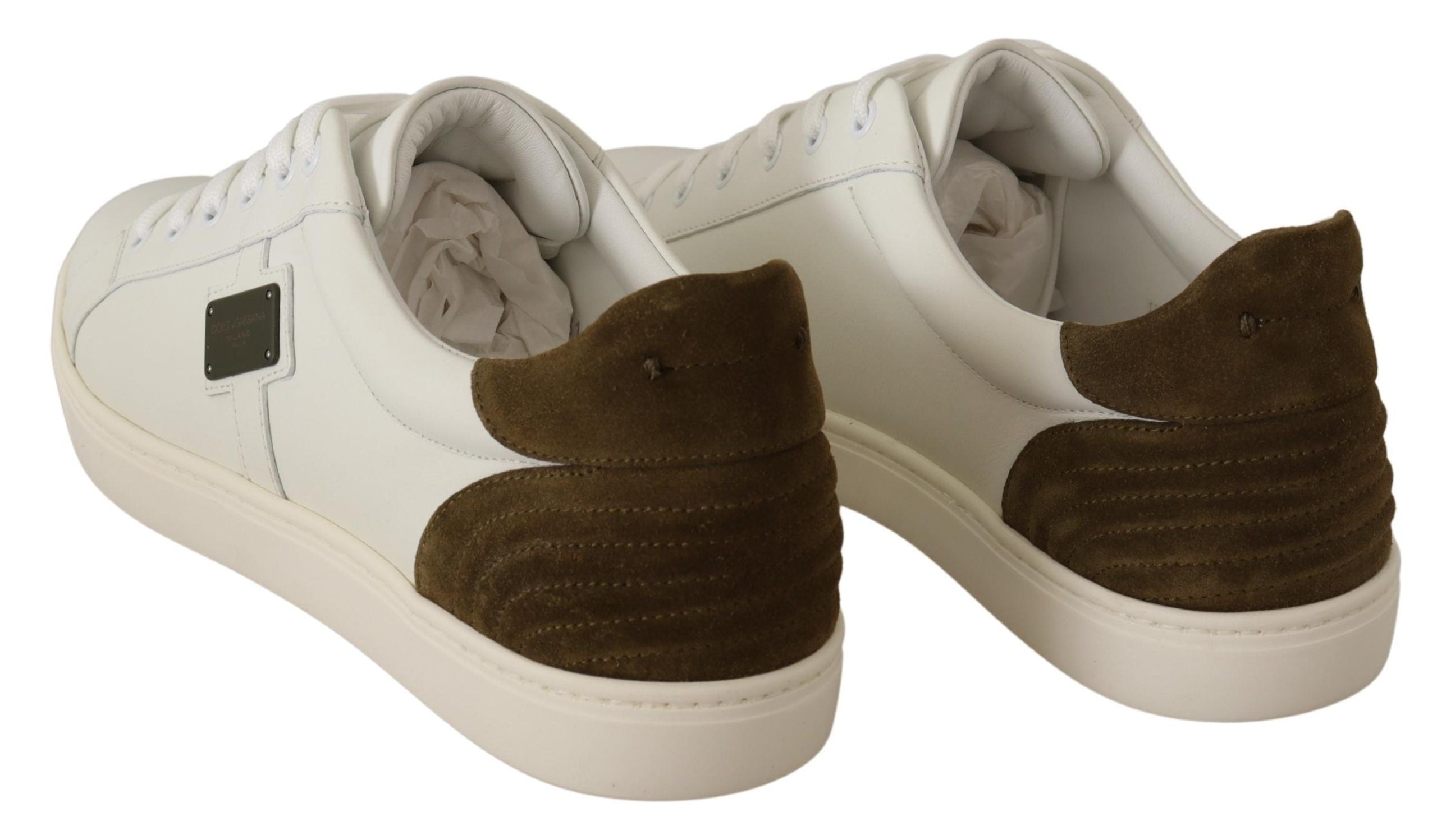 Dolce & Gabbana Vita Låga Sneakers I Mocka I Läder Herr