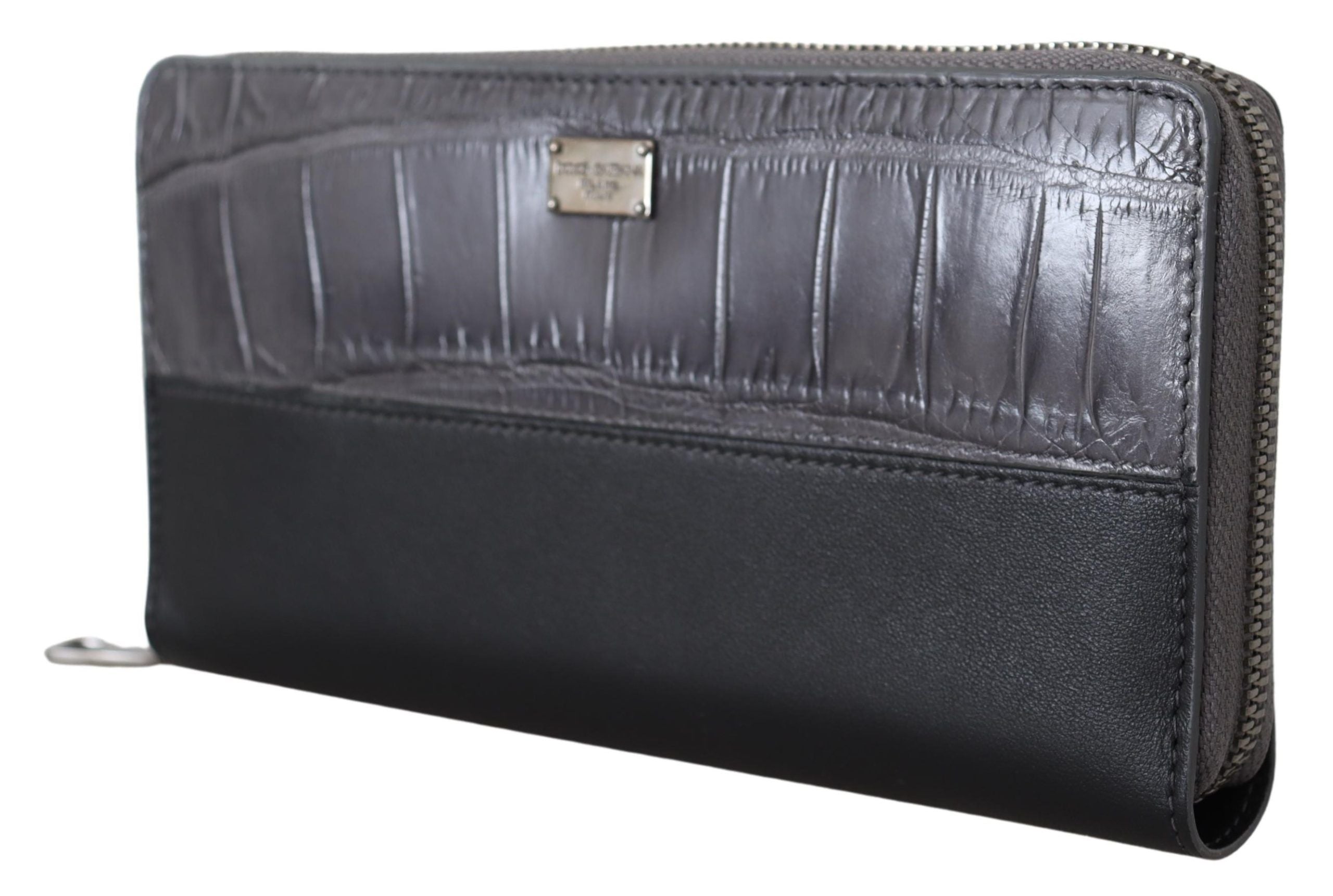 Dolce & Gabbana svart Continental Clutch-plånbok i läder med dragkedja