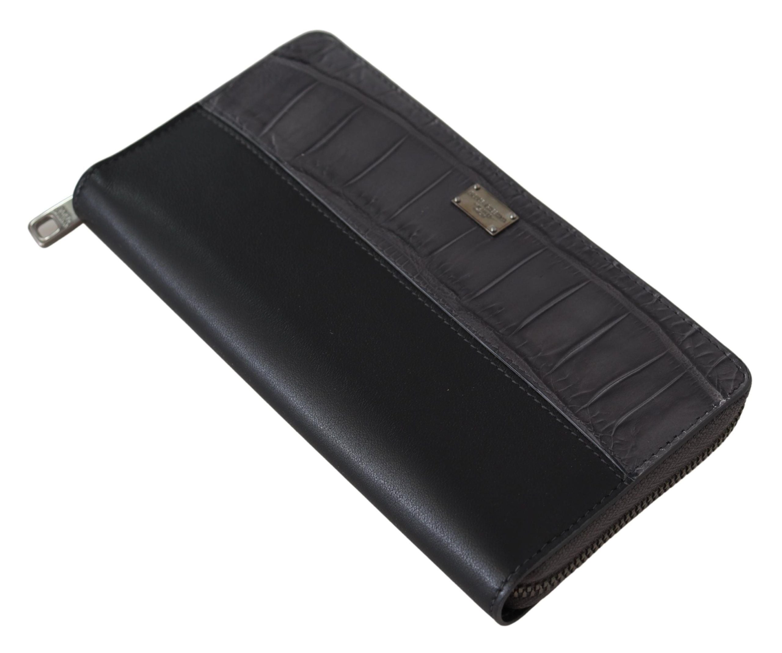 Dolce & Gabbana svart Continental Clutch-plånbok i läder med dragkedja