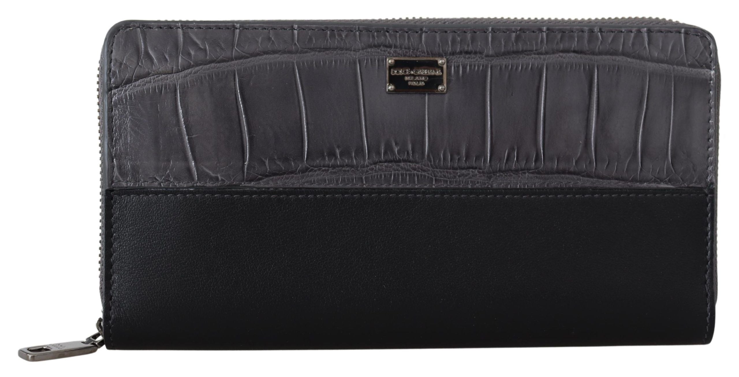 Dolce & Gabbana svart Continental Clutch-plånbok i läder med dragkedja