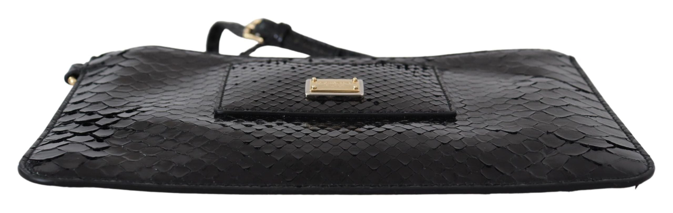 Dolce & Gabbana Svart Lädermyntväska Armbandsväska Spegel Agnese Plånbok