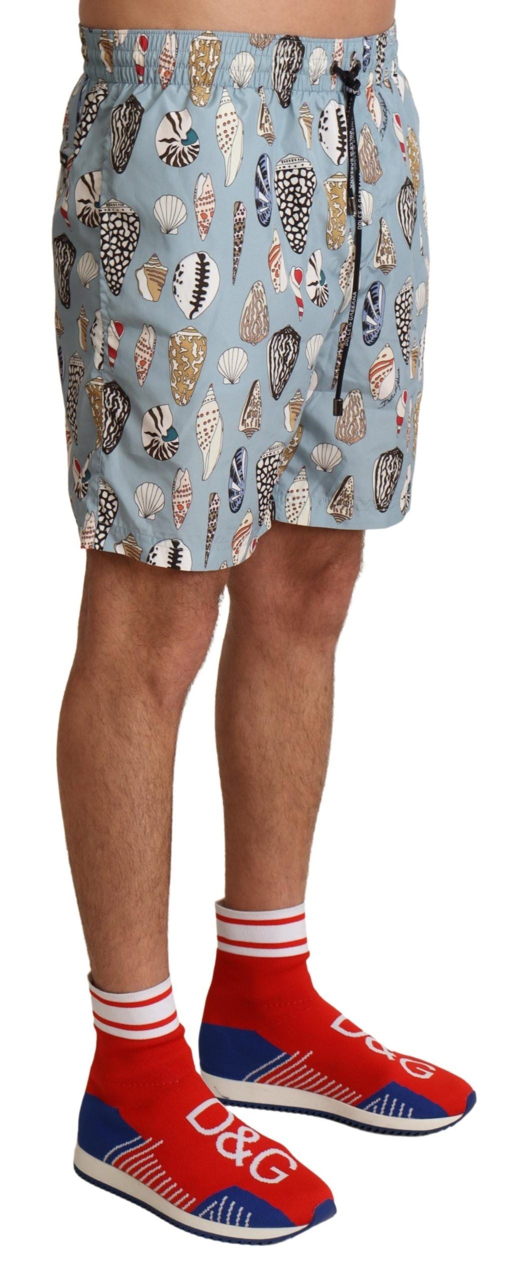 Dolce & Gabbana Blå Snäckskal Strandkläder Badkläder Shorts