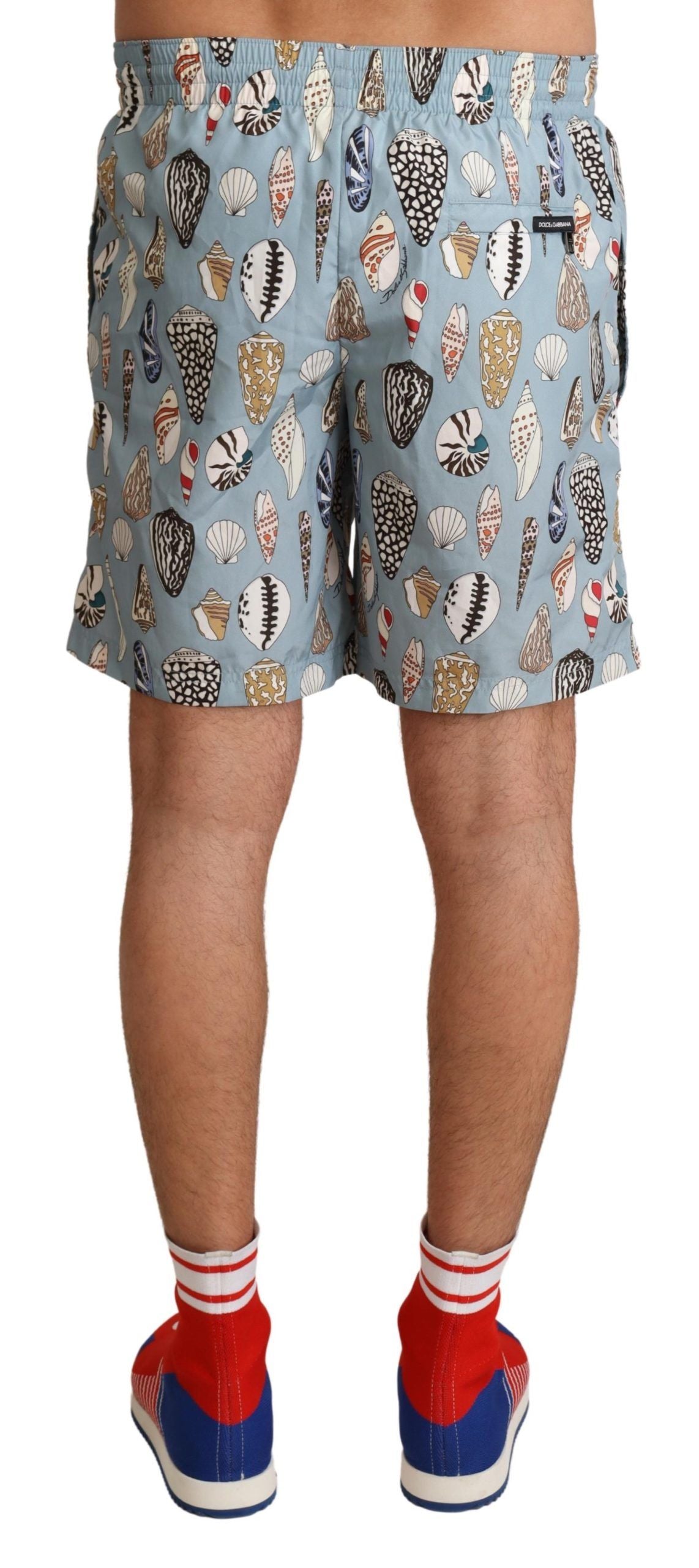 Dolce & Gabbana Blå Snäckskal Strandkläder Badkläder Shorts