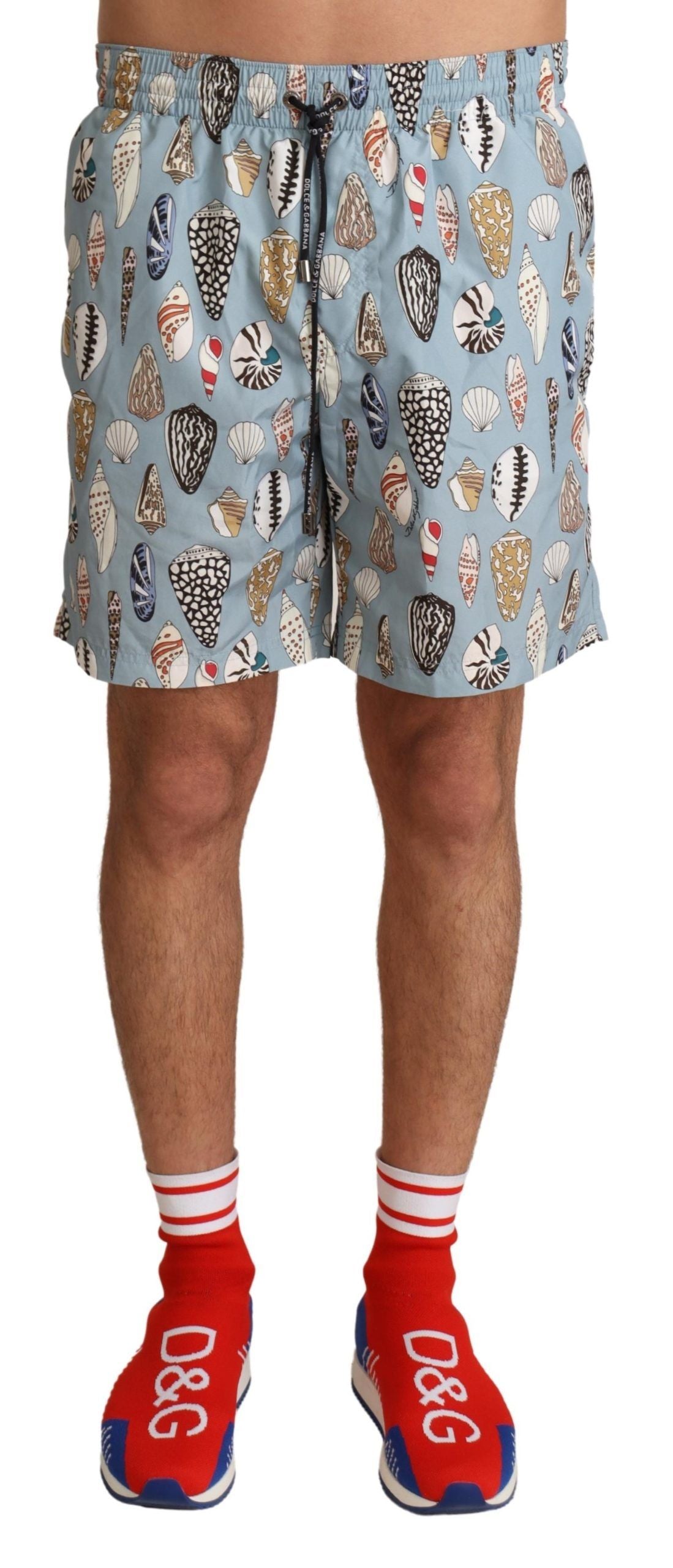 Dolce & Gabbana Blå Snäckskal Strandkläder Badkläder Shorts