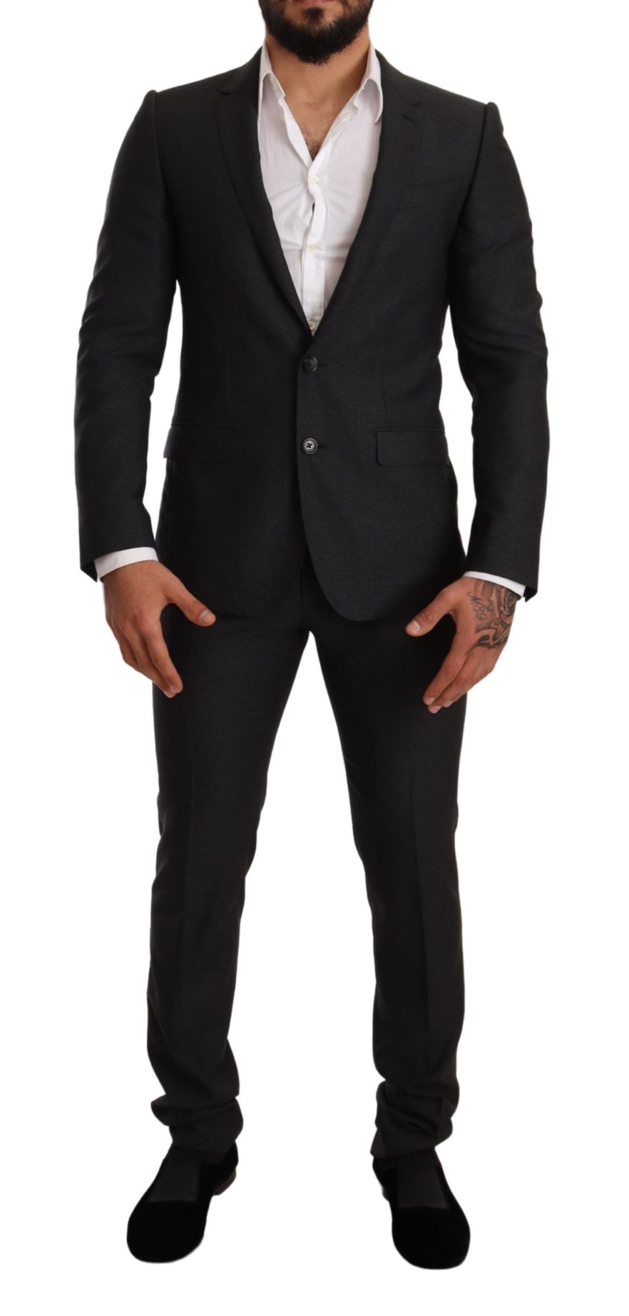 Dolce & Gabbana Grå Ull MARTINI Slim Fit Set Kostym