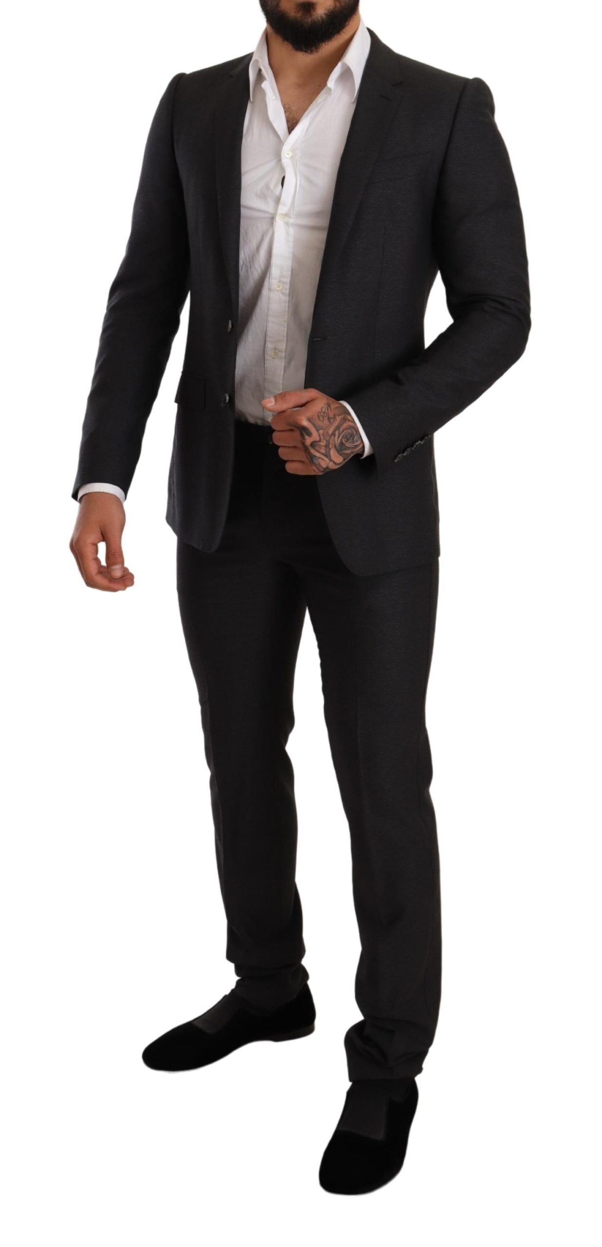 Dolce & Gabbana Grå Ull MARTINI Slim Fit Set Kostym
