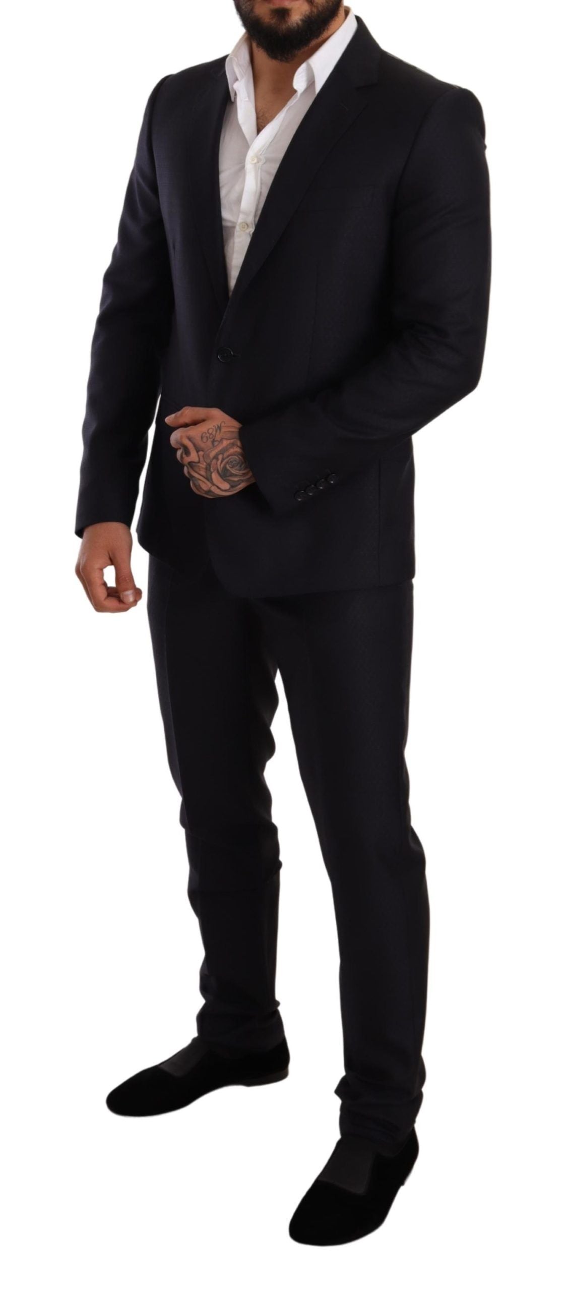 Dolce & Gabbana Blå Mönstrad MARTINI SLIM FIT 2-delad Kostym