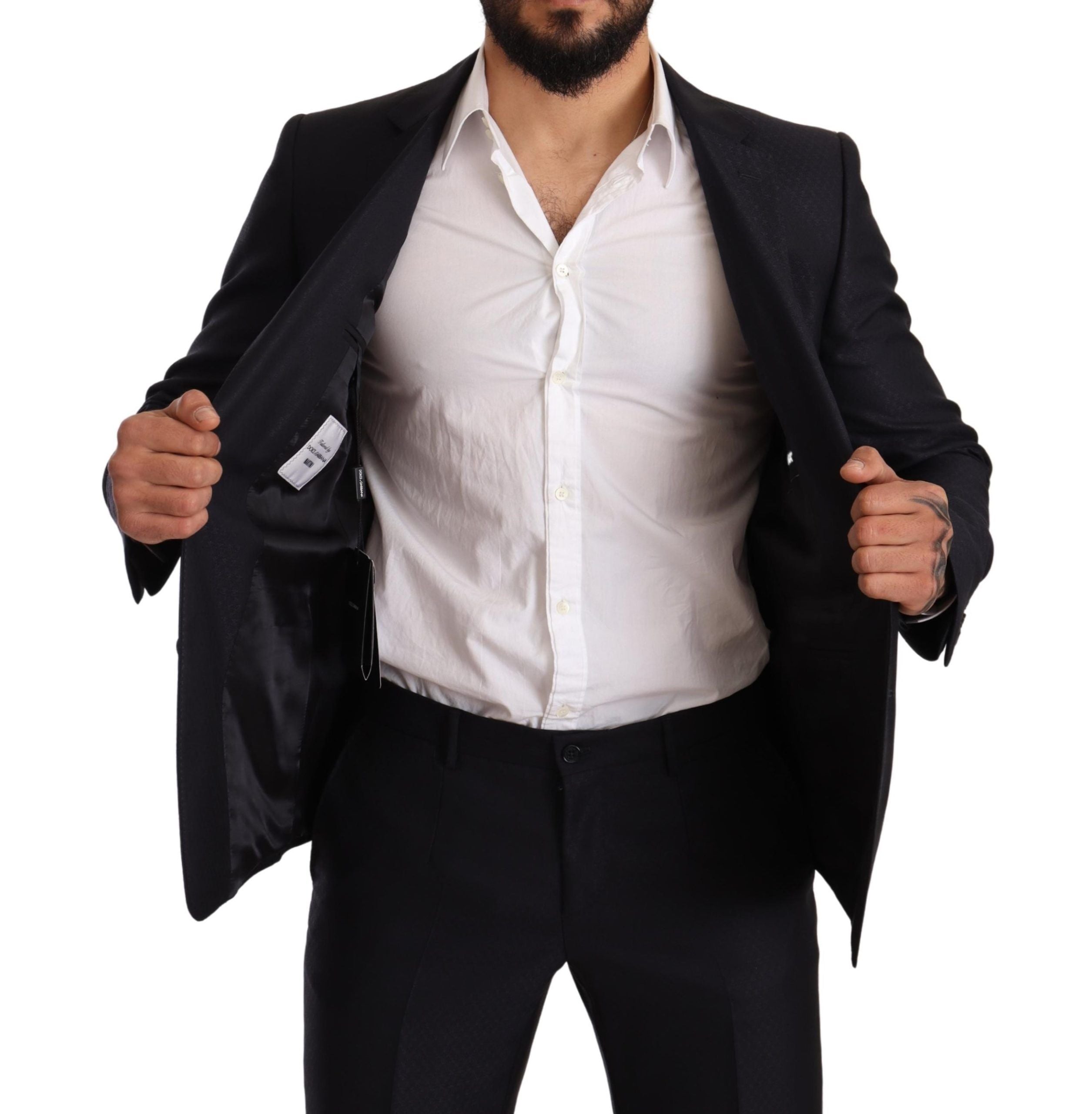 Dolce & Gabbana Blå Mönstrad MARTINI SLIM FIT 2-delad Kostym