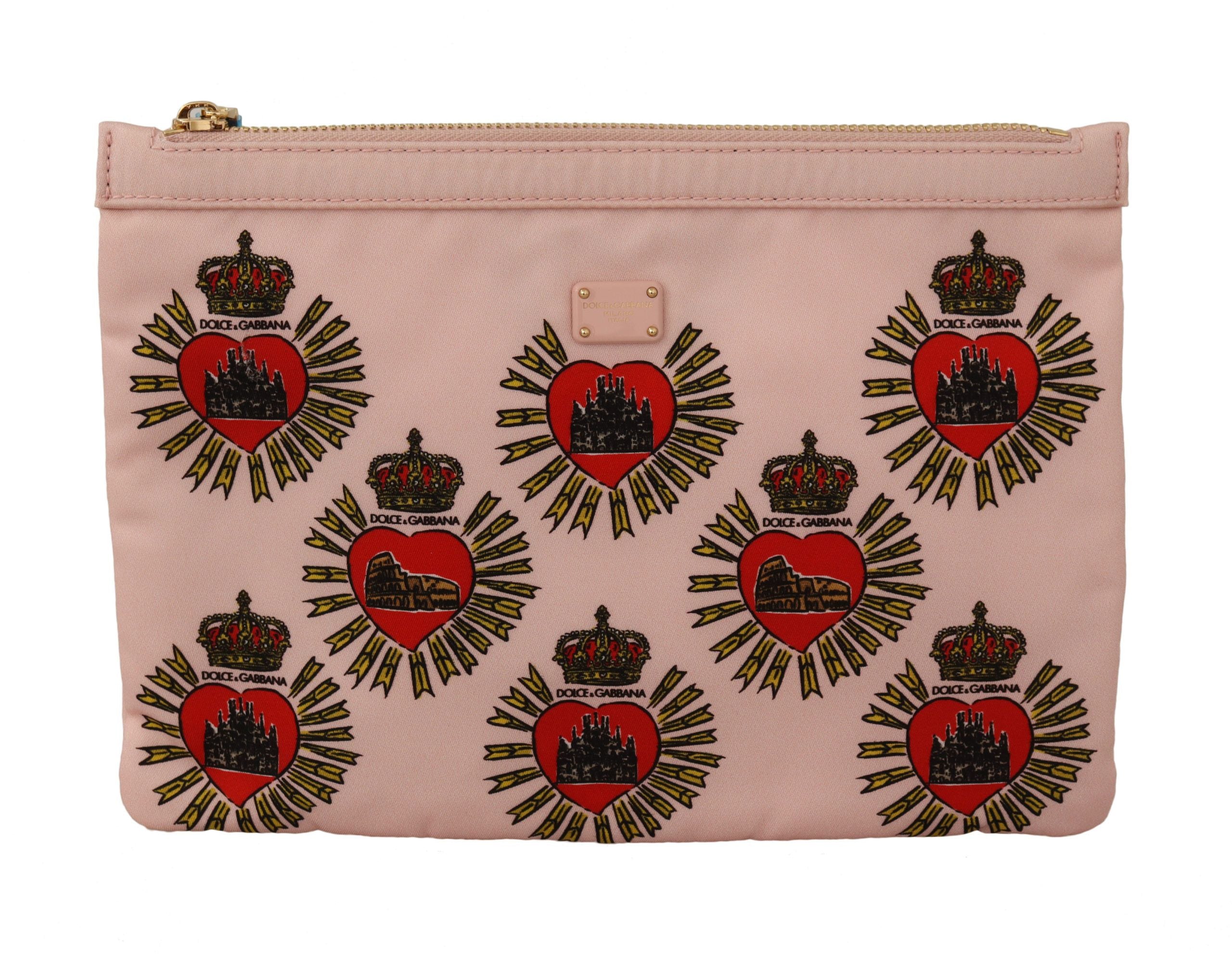 Dolce & Gabbana Kuvertväska Rosa D&G Logo Devotion Hjärta Necessär Plånbok