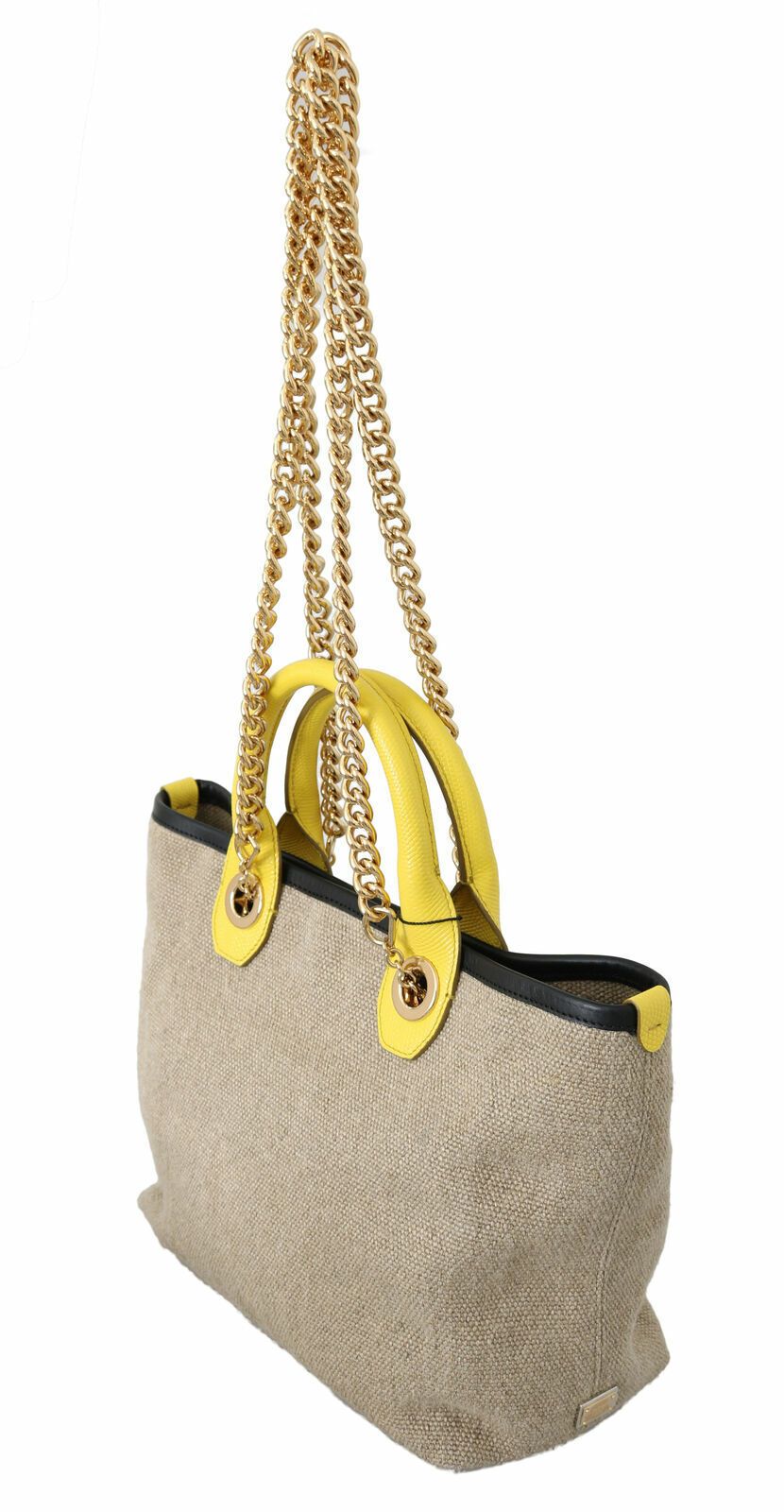 Dolce & Gabbana Beige Guldfärgad Kedjerem Axelremsväska