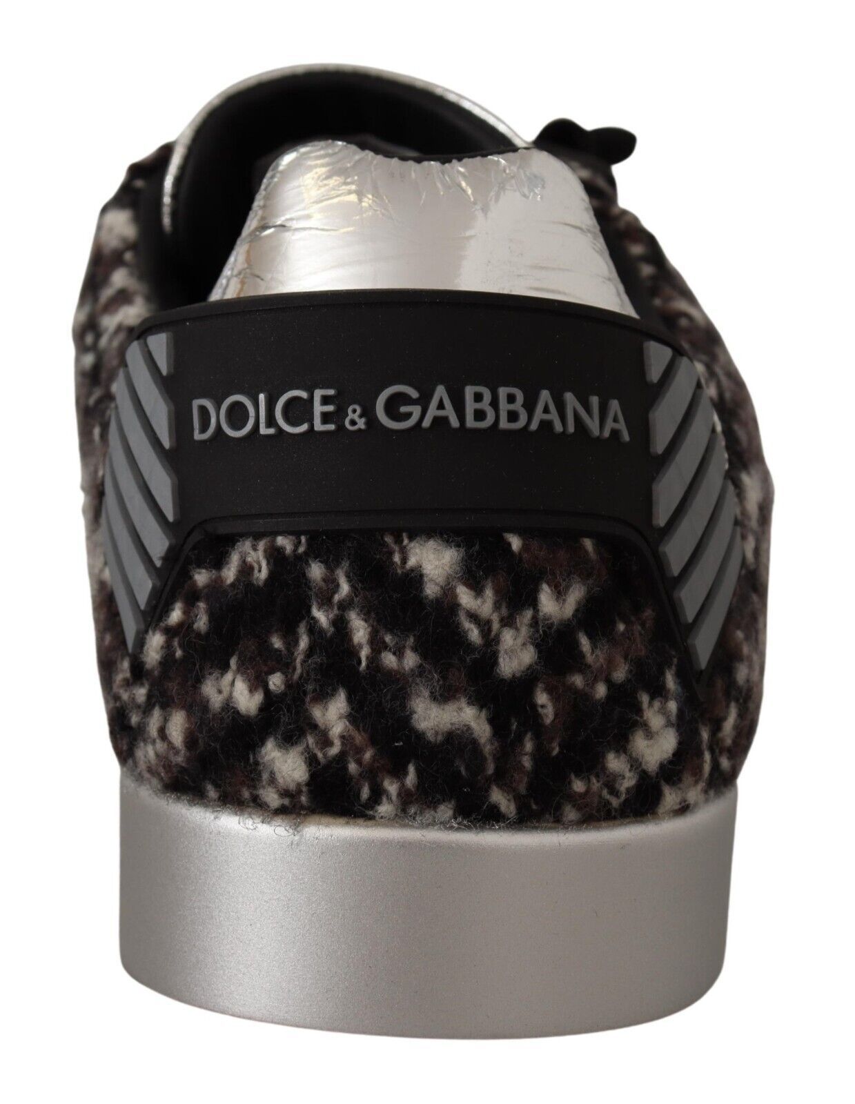Dolce & Gabbana Silver Läder Bruna Bomullsull Sneakers Skor