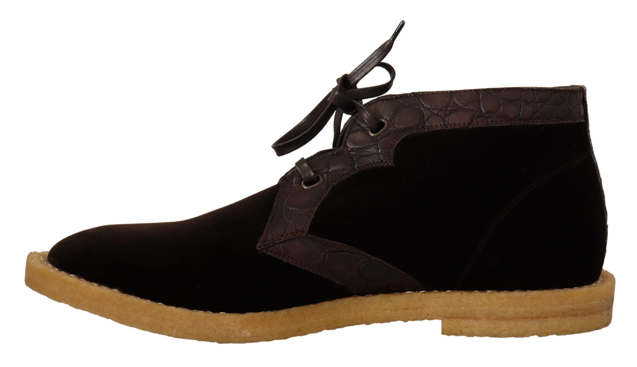 Dolce & Gabbana Bruna Sammetsstövlar i Exotiskt Läder