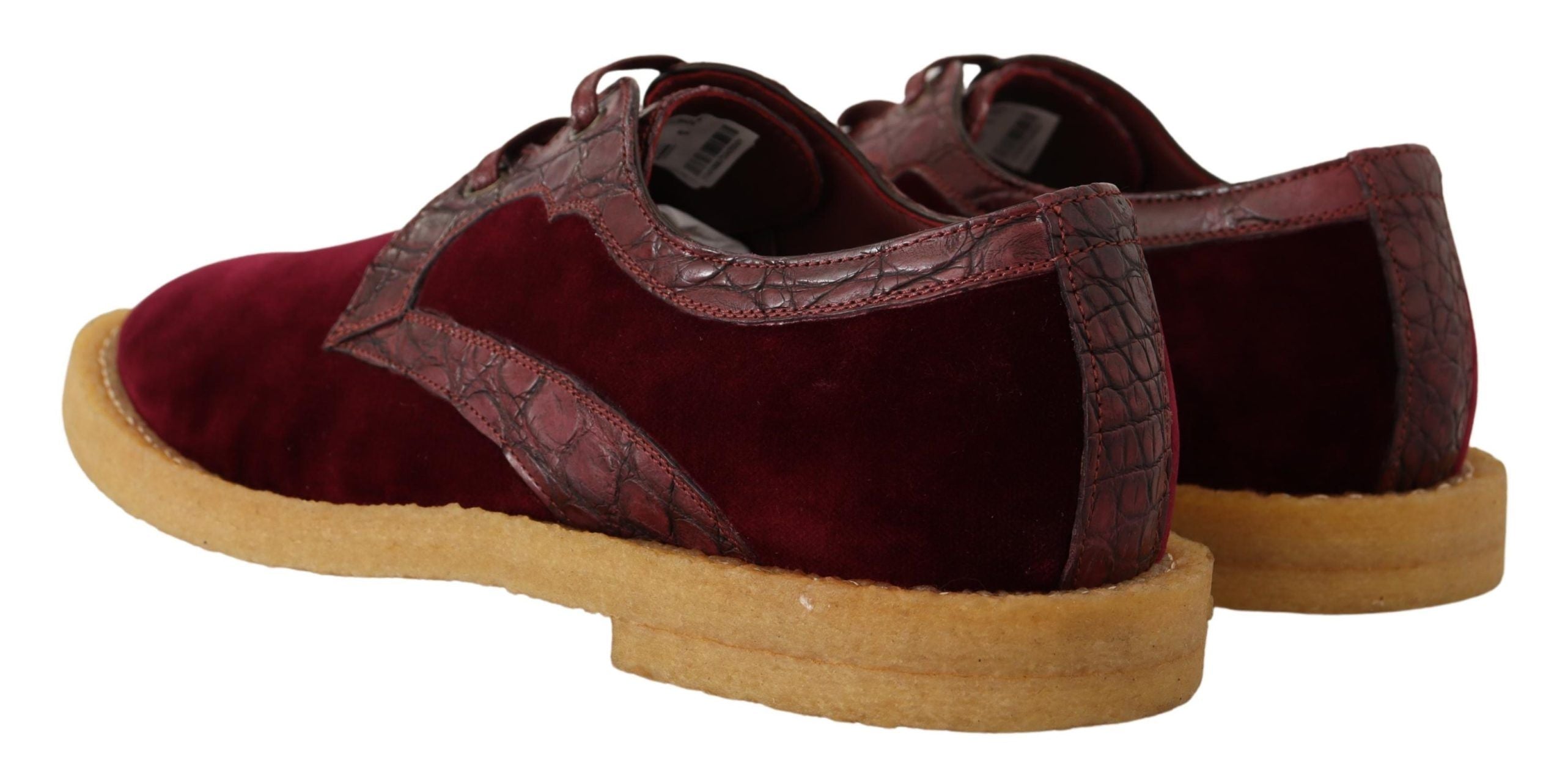 Dolce & Gabbana Bordeaux Sammetsskor i Exotiskt Läder