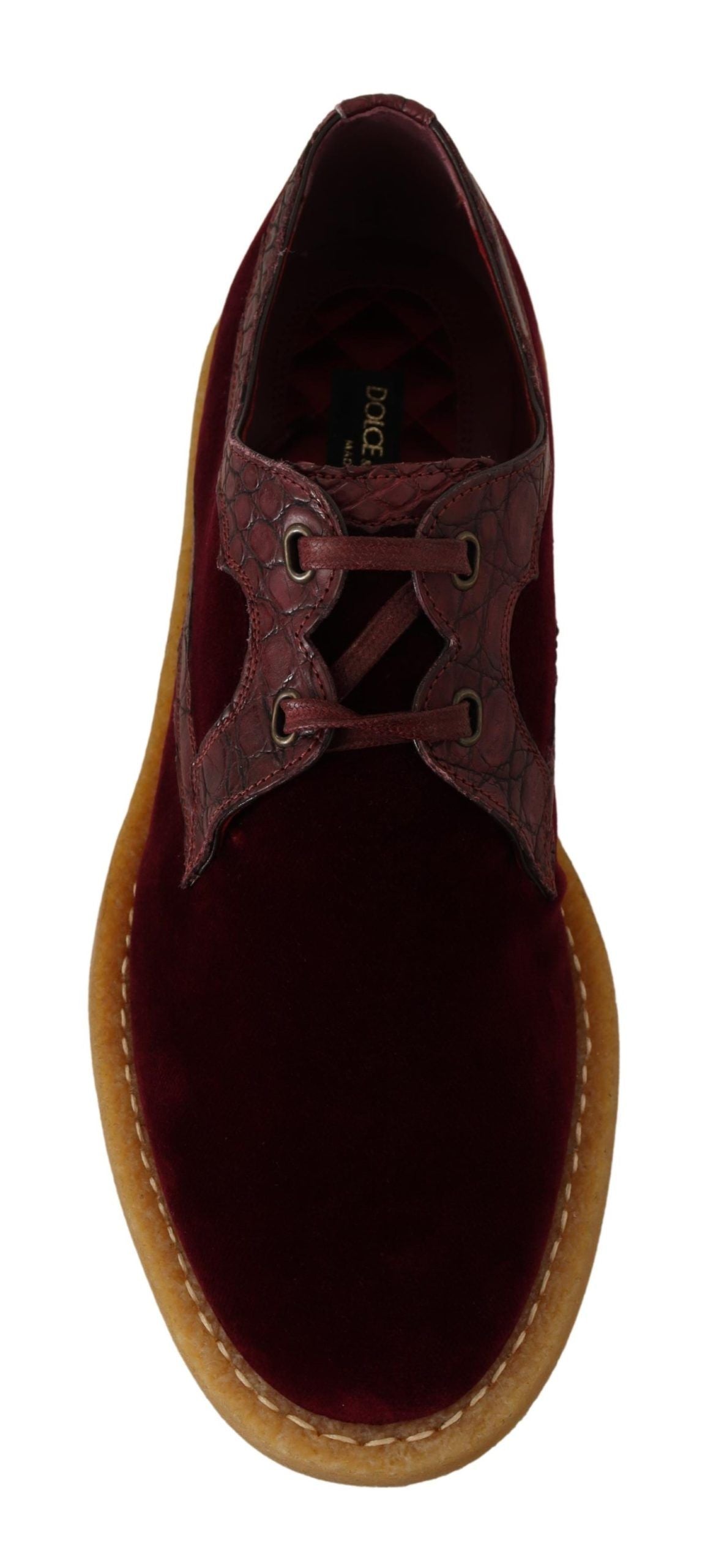 Dolce & Gabbana Bordeaux Sammetsskor i Exotiskt Läder