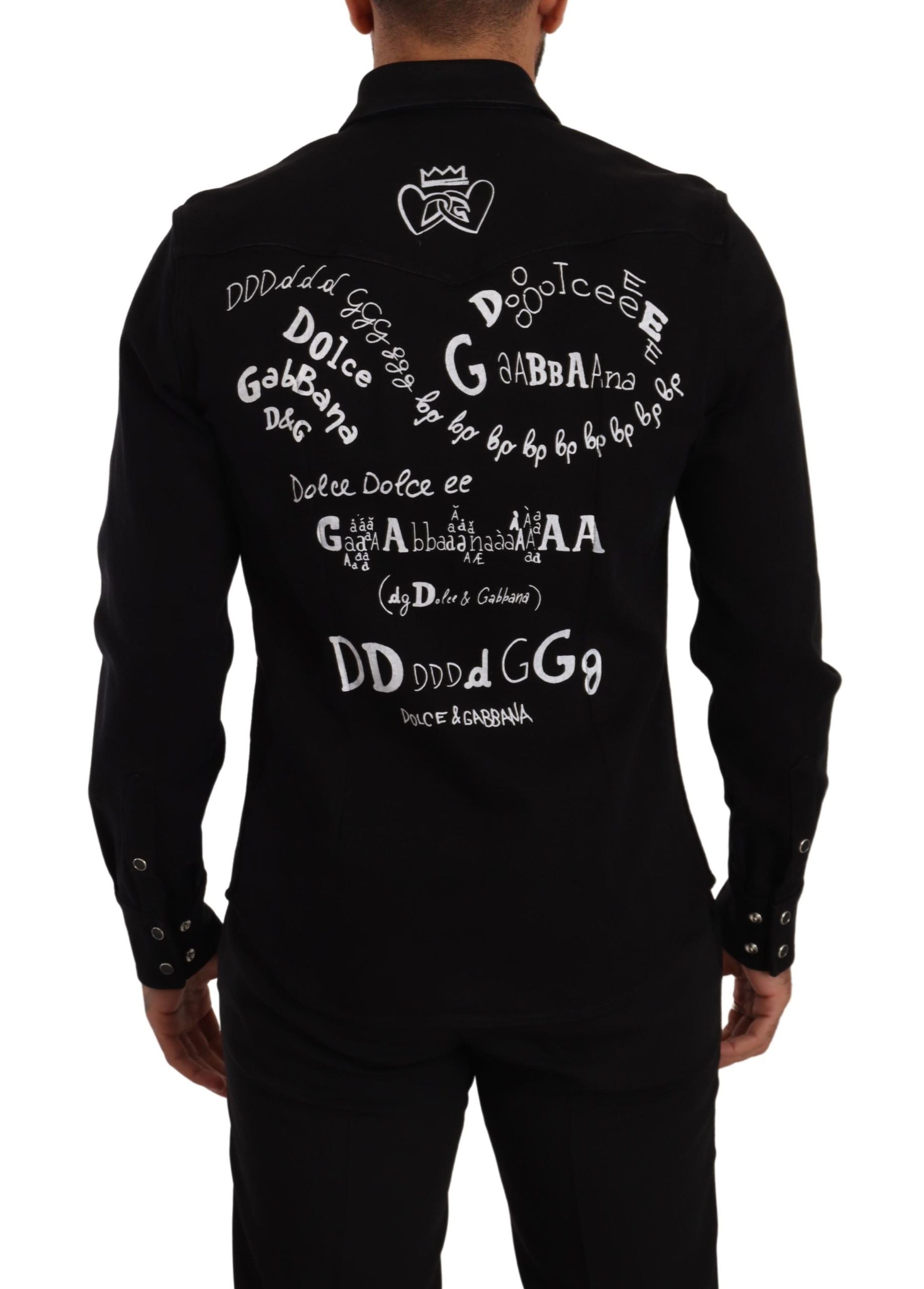 Dolce & Gabbana svart smal bomullsdenimskjorta i stretch