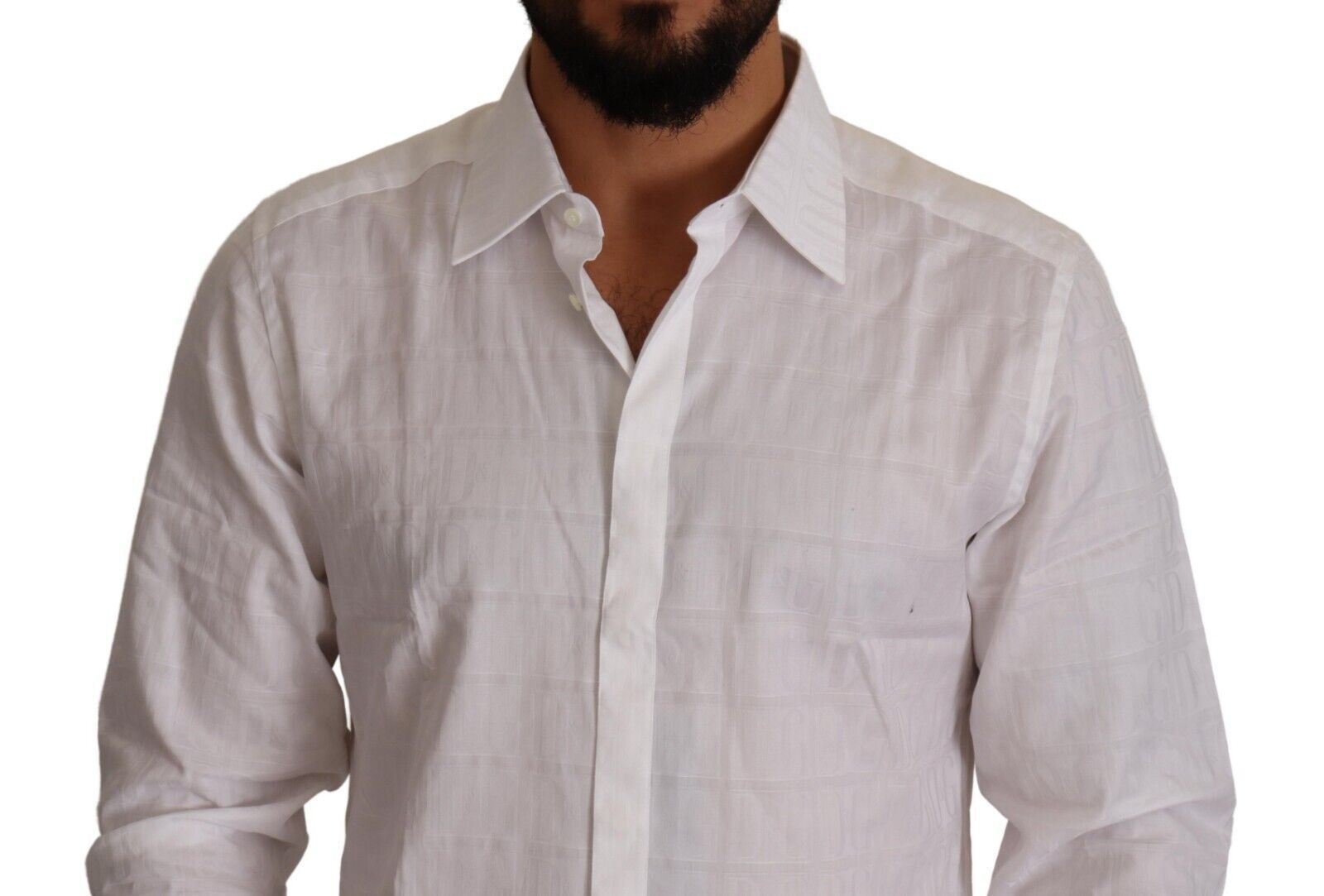 Dolce & Gabbana Vit Guld Bomull Slim Fit Formell Skjorta