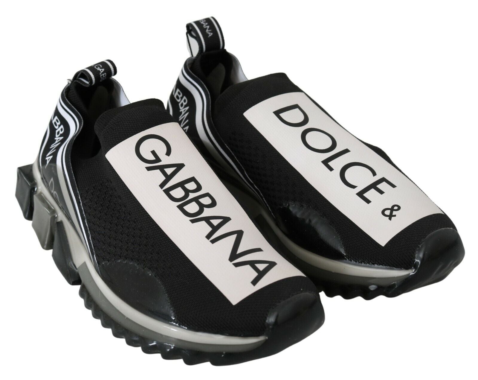 Dolce & Gabbana Svarta Vita SORRENTO Sport Stretch Sneakers