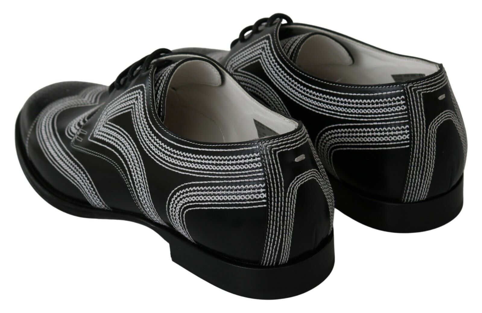 Dolce & Gabbana Svarta Läder Derby Formella Vita Spetsskor