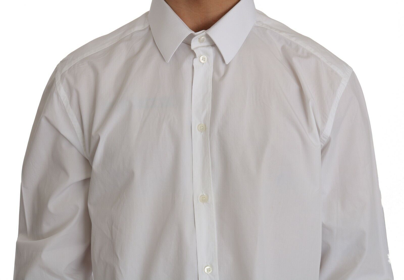 Dolce & Gabbana Vit 100% Bomull Guld Slim Dressed Skjorta