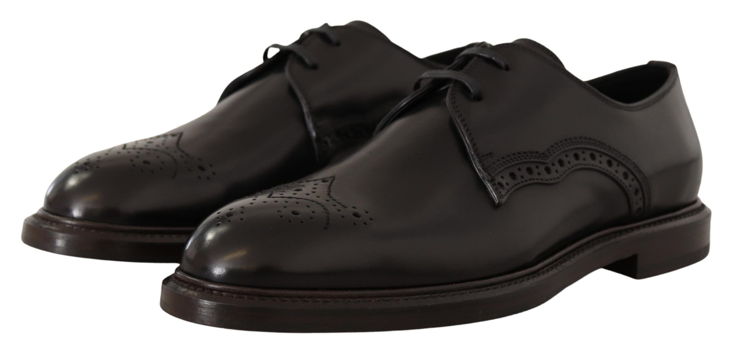 Dolce & Gabbana Svarta Läderklädsel Derbyskor