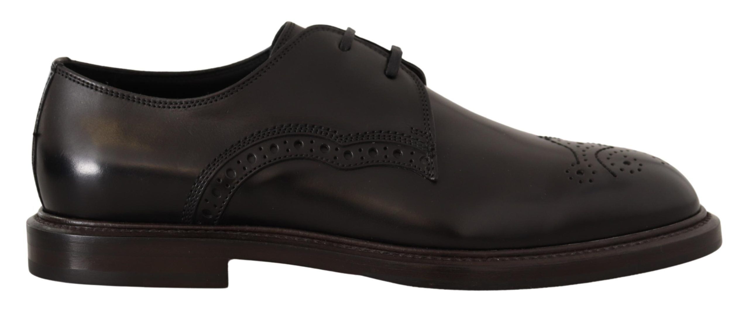 Dolce & Gabbana Svarta Läderklädsel Derbyskor