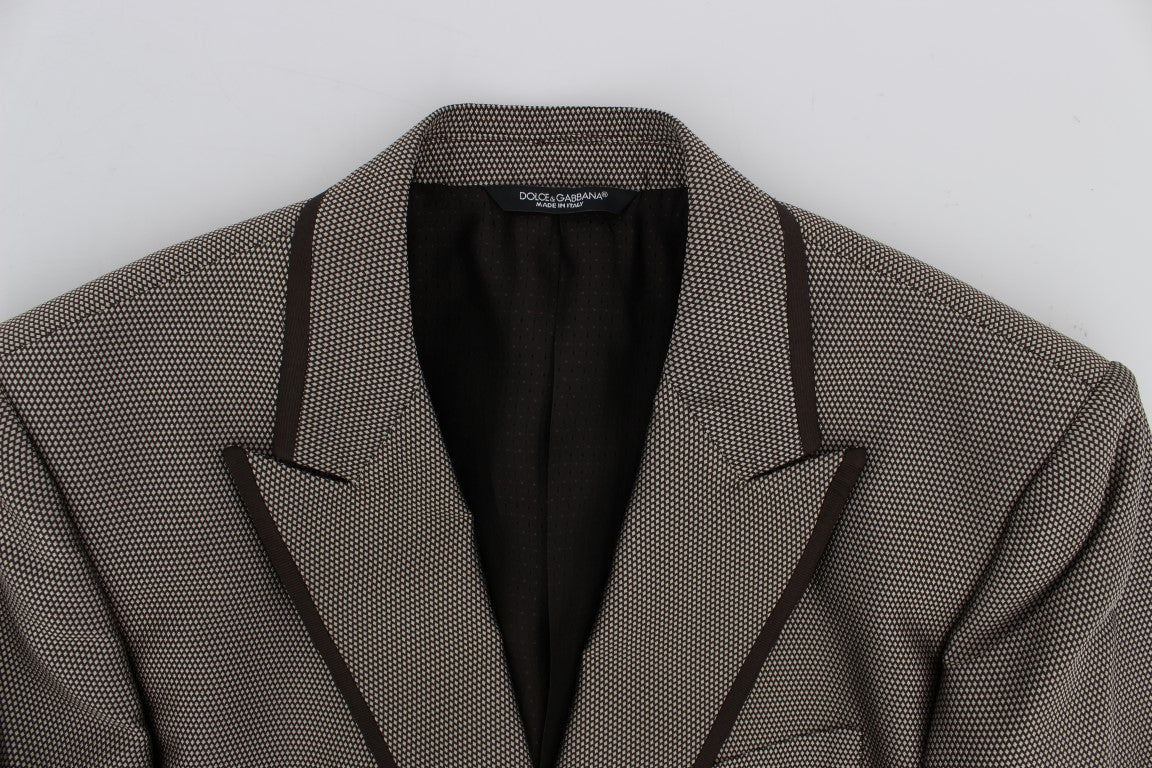 Dolce & Gabbana Brun Slim Fit Sidenkavaj med Två Knappar