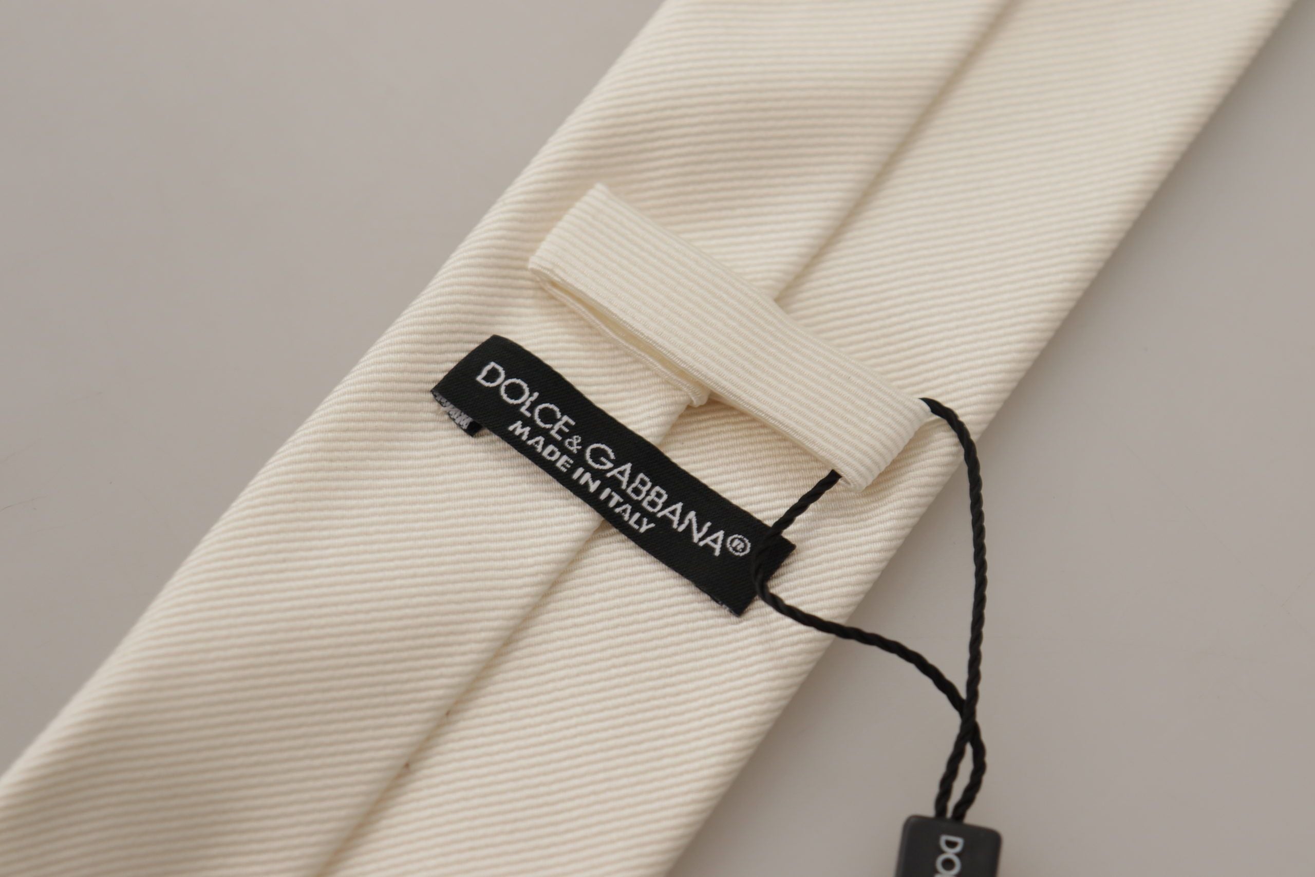 Dolce & Gabbana Off-White 100% Silke Slim Justerbar Slips