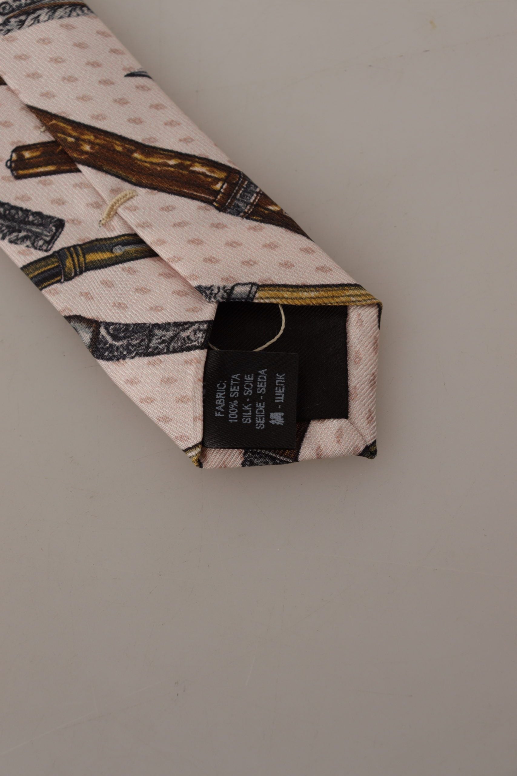 Dolce & Gabbana Rosa Pennprickigt Tryck 100% Siden Justerbar Halsringning